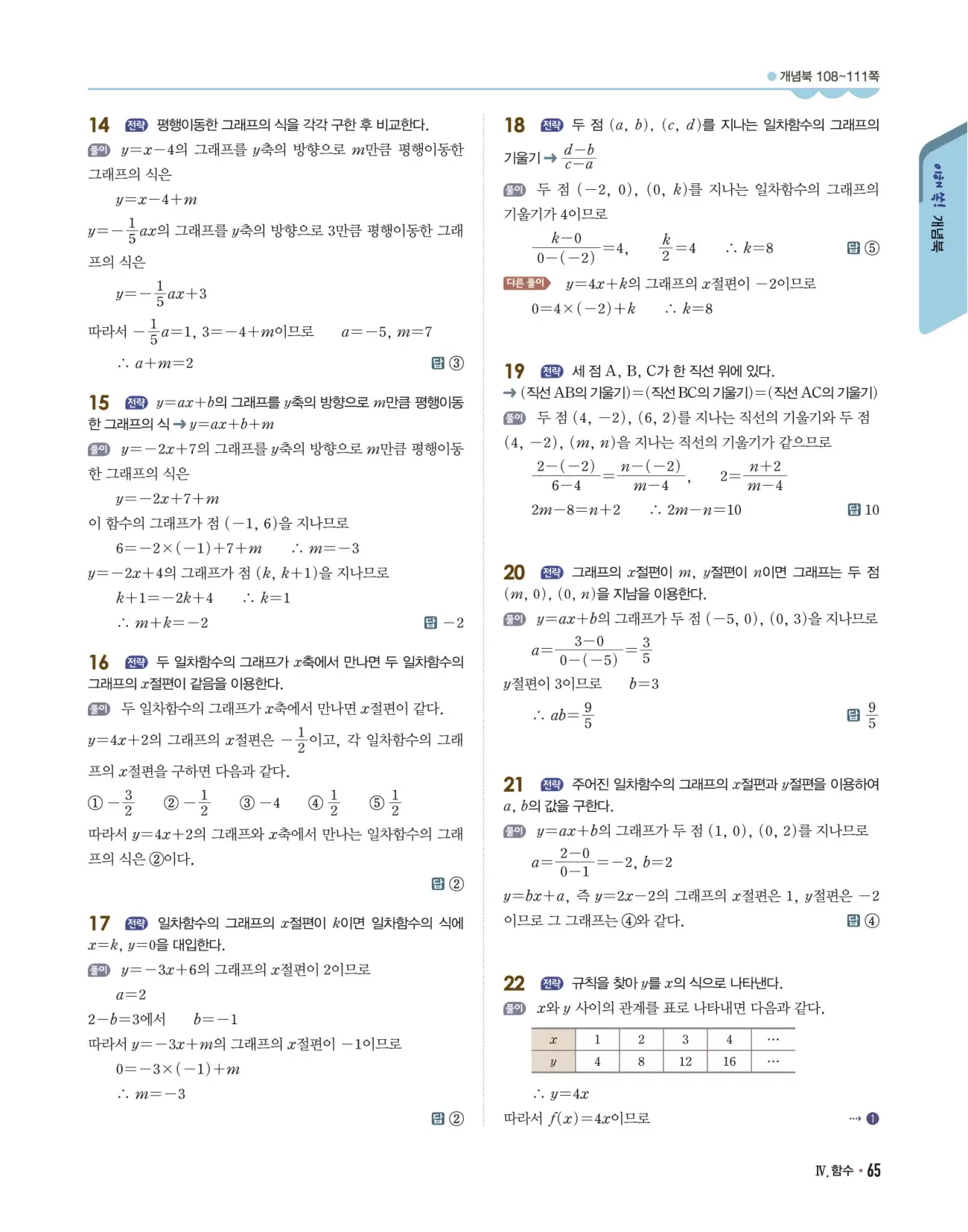 개념쎈 중2-1 답지 65페이지