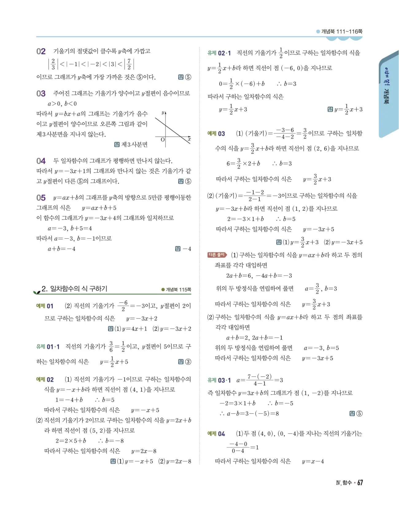 개념쎈 중2-1 답지 67페이지
