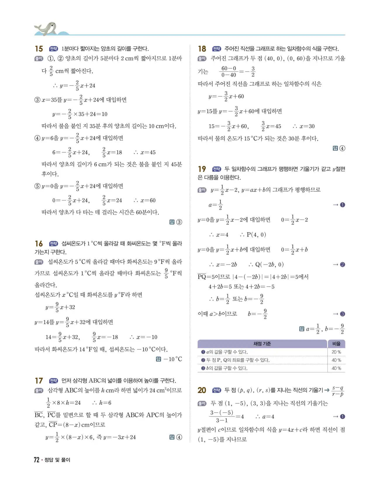 개념쎈 중2-1 답지 72페이지