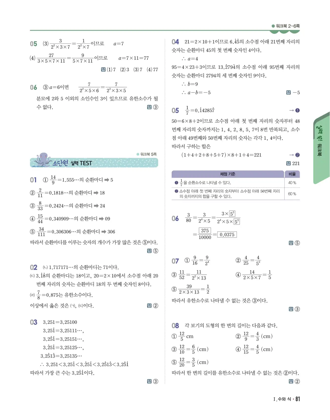 개념쎈 중2-1 답지 81페이지