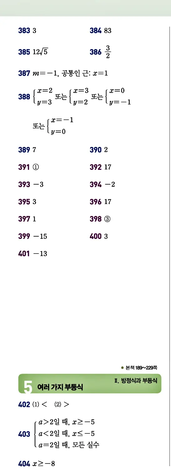 개념원리 공통수학1 빠른 답지 19