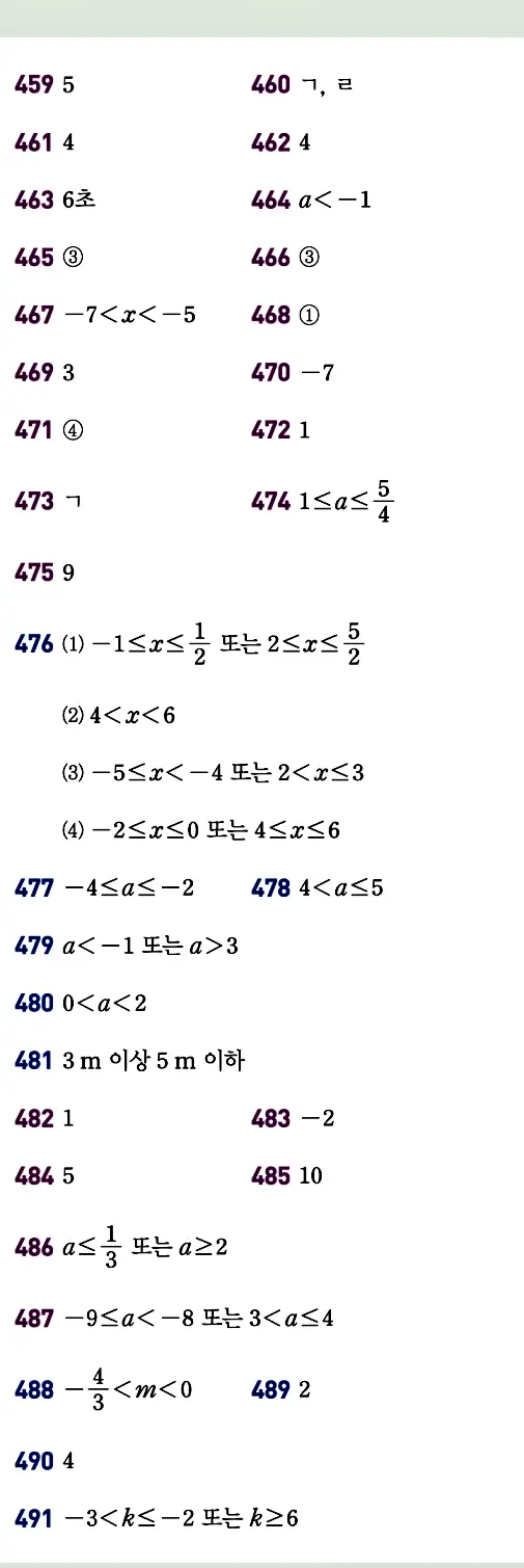 개념원리 공통수학1 빠른 답지 22