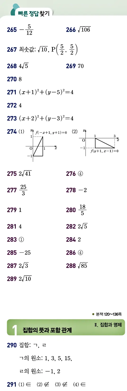 개념원리 공통수학2 빠른 답지 9