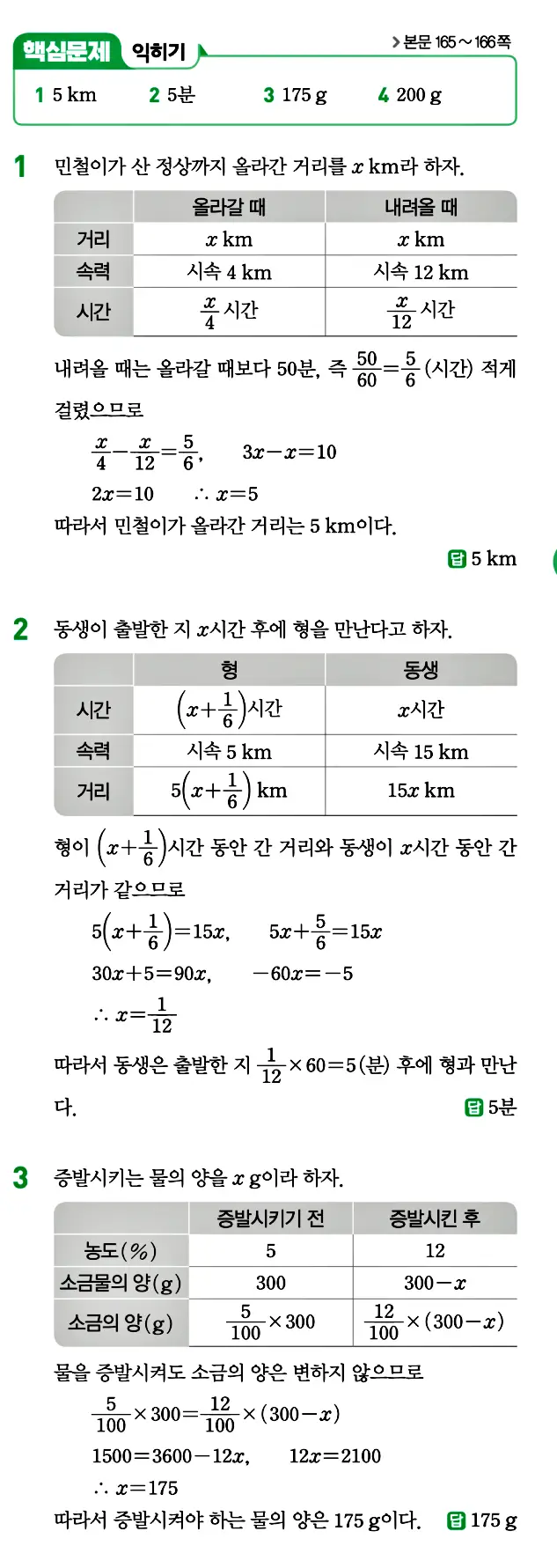 개념원리 중1-1 답지 124