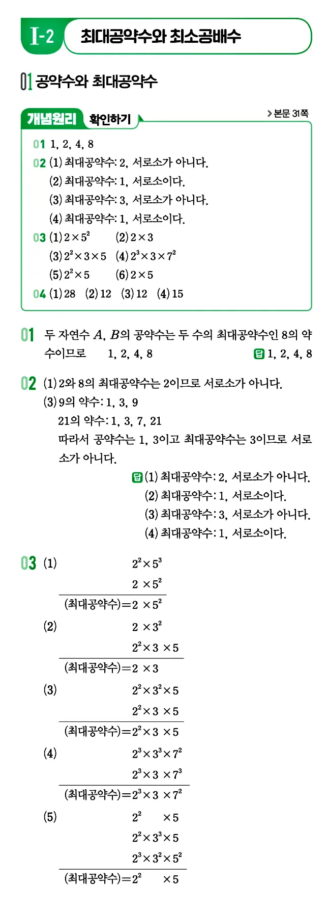 개념원리 중1-1 답지 15