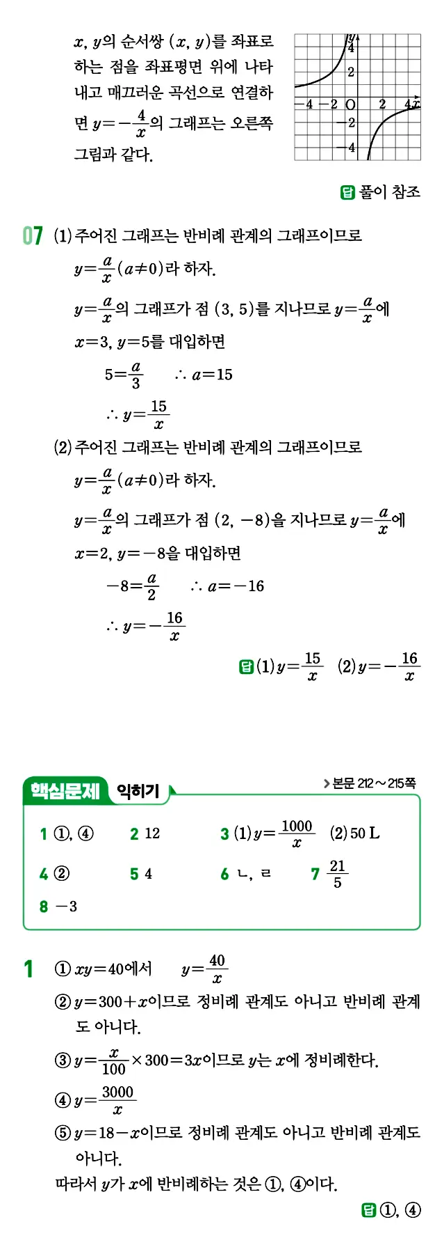 개념원리 중1-1 답지 157