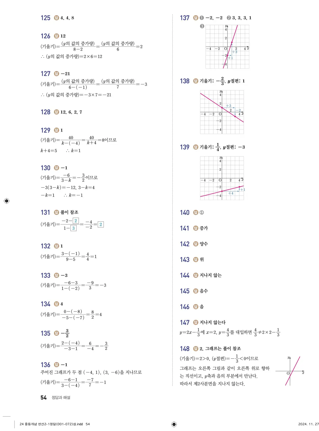 개념플러스연산 중2-1 답지 54페이지