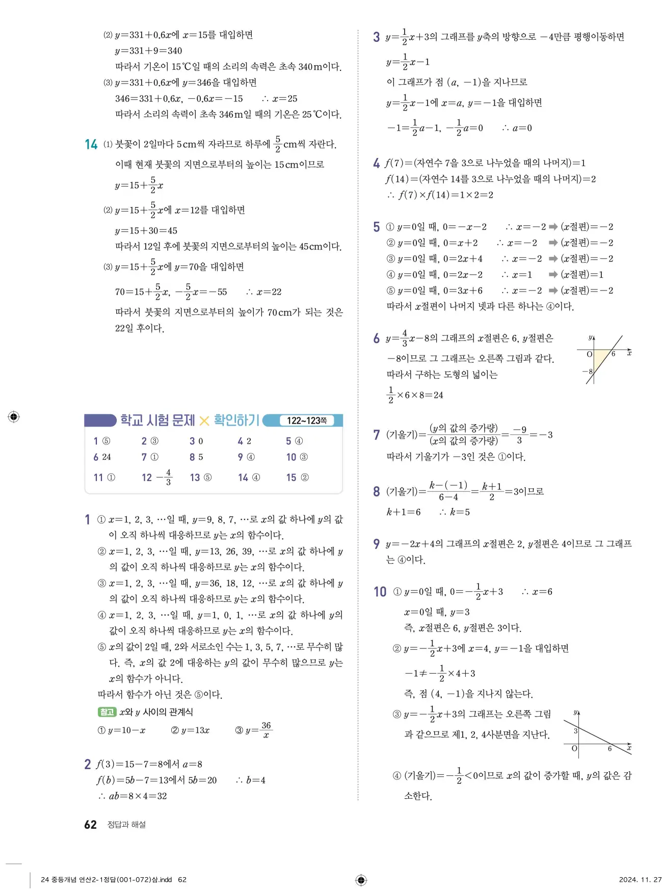 개념플러스연산 중2-1 답지 62페이지