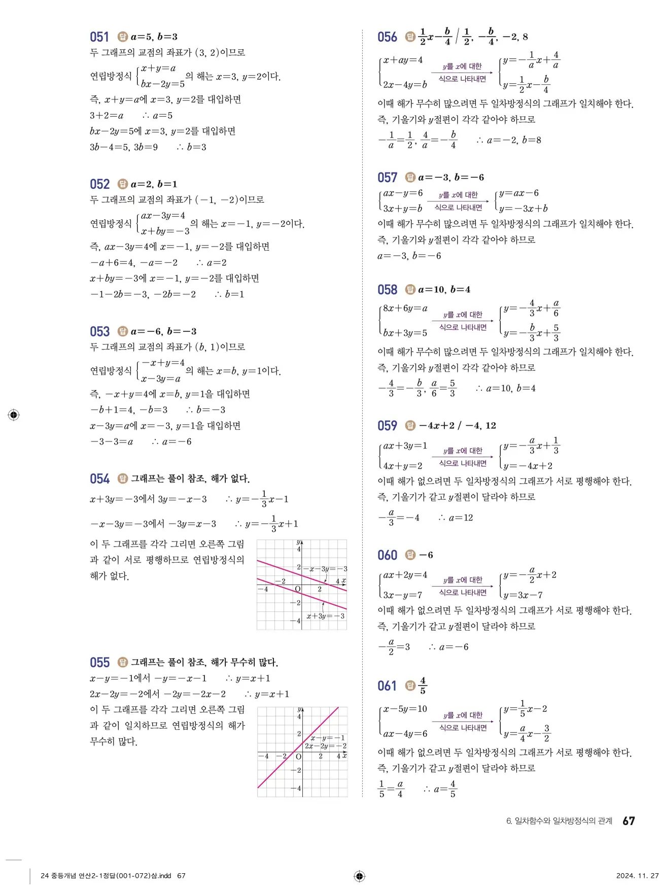 개념플러스연산 중2-1 답지 67페이지