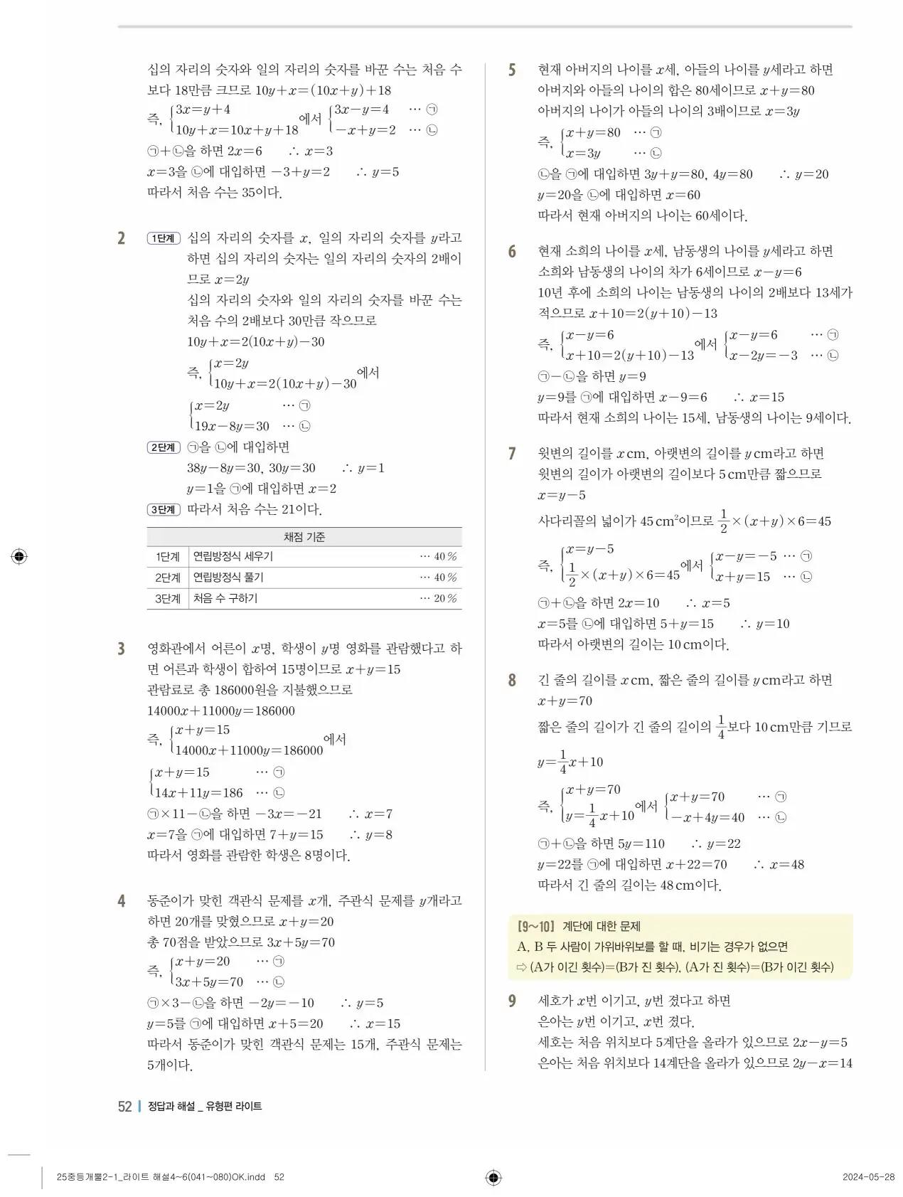개념플러스유형 개념편 라이트 2-1 답지 132