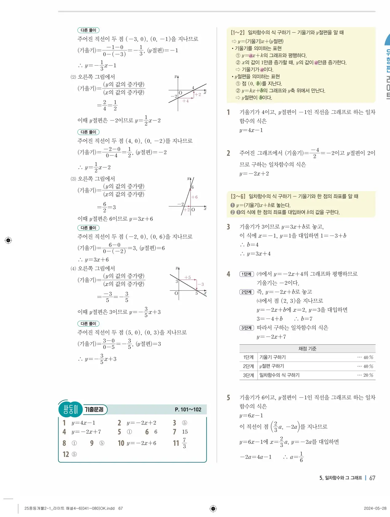 개념플러스유형 개념편 라이트 2-1 답지 147