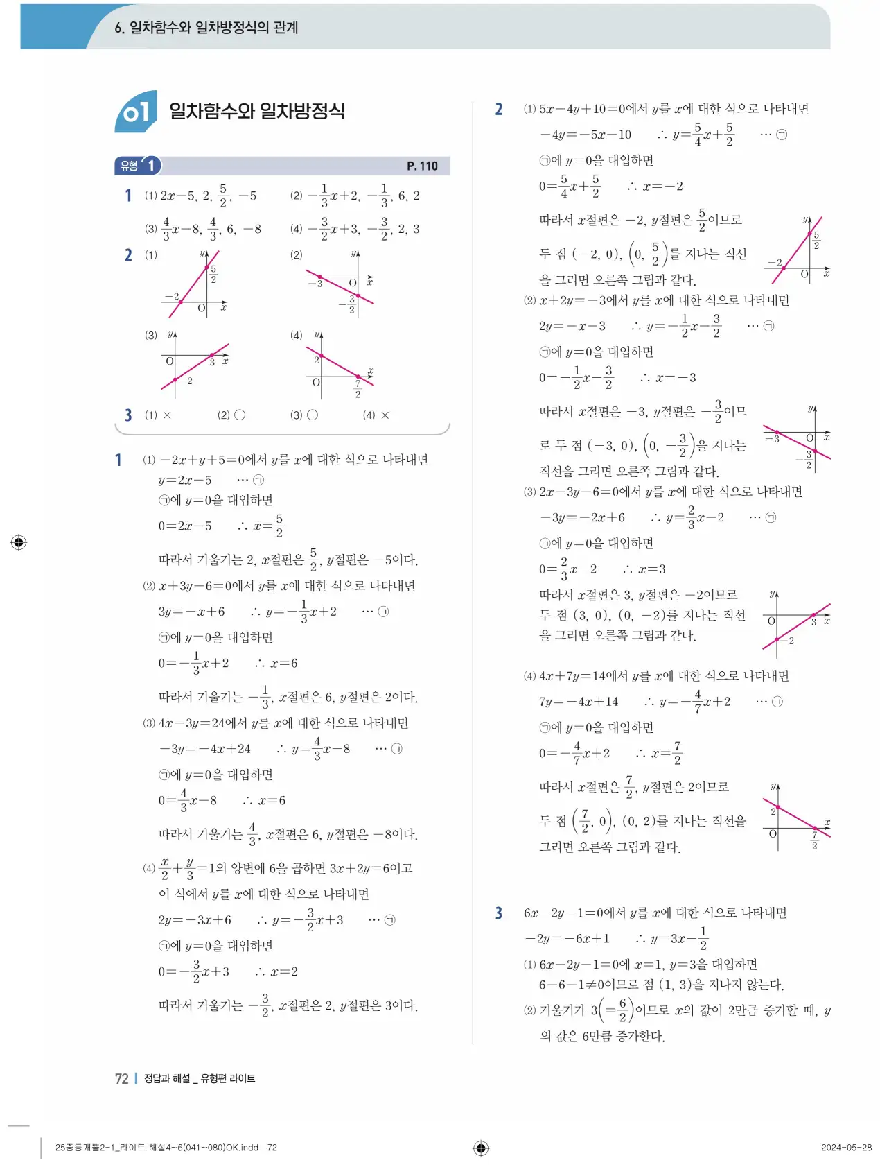 개념플러스유형 개념편 라이트 2-1 답지 152