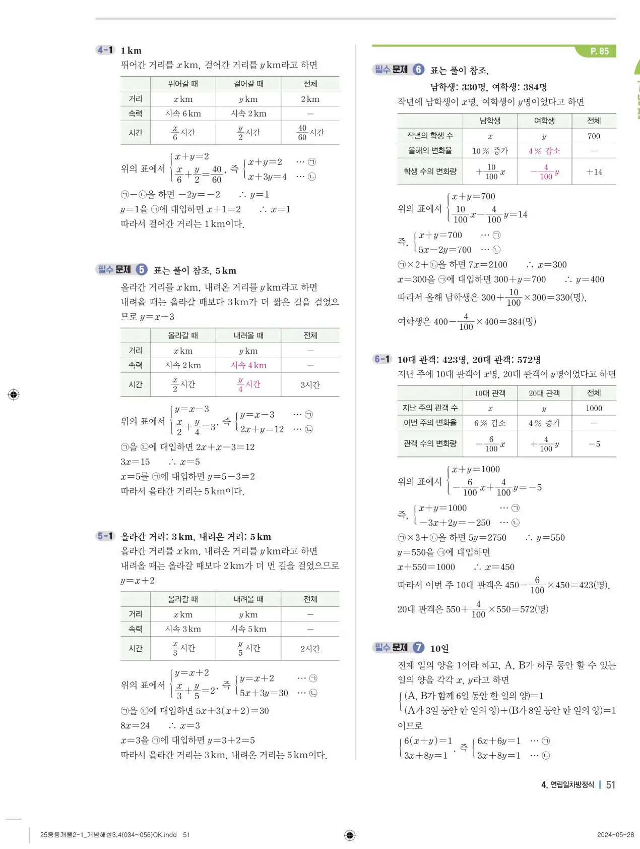 개념플러스유형 개념편 라이트 2-1 답지 51