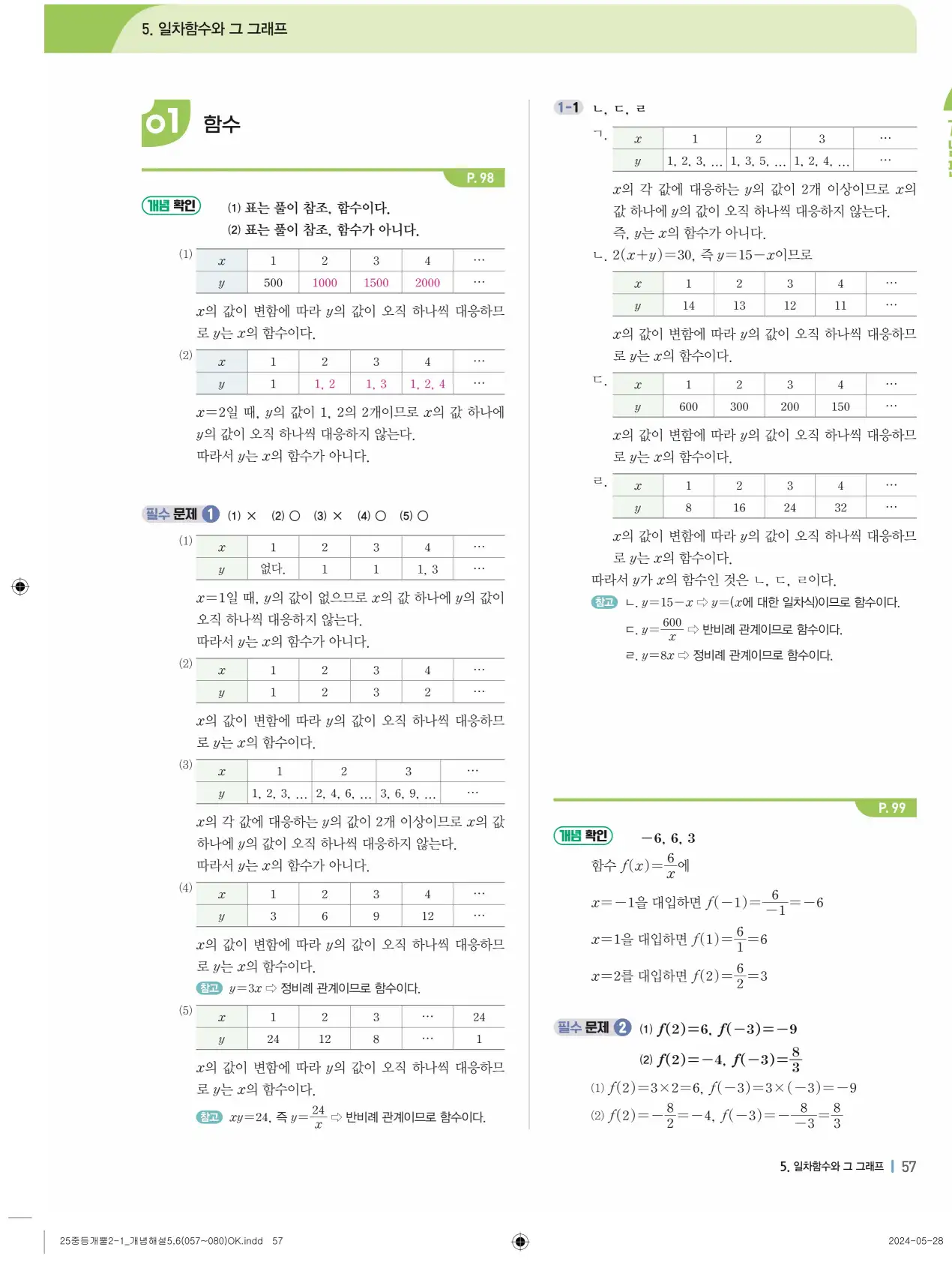 개념플러스유형 개념편 라이트 2-1 답지 57