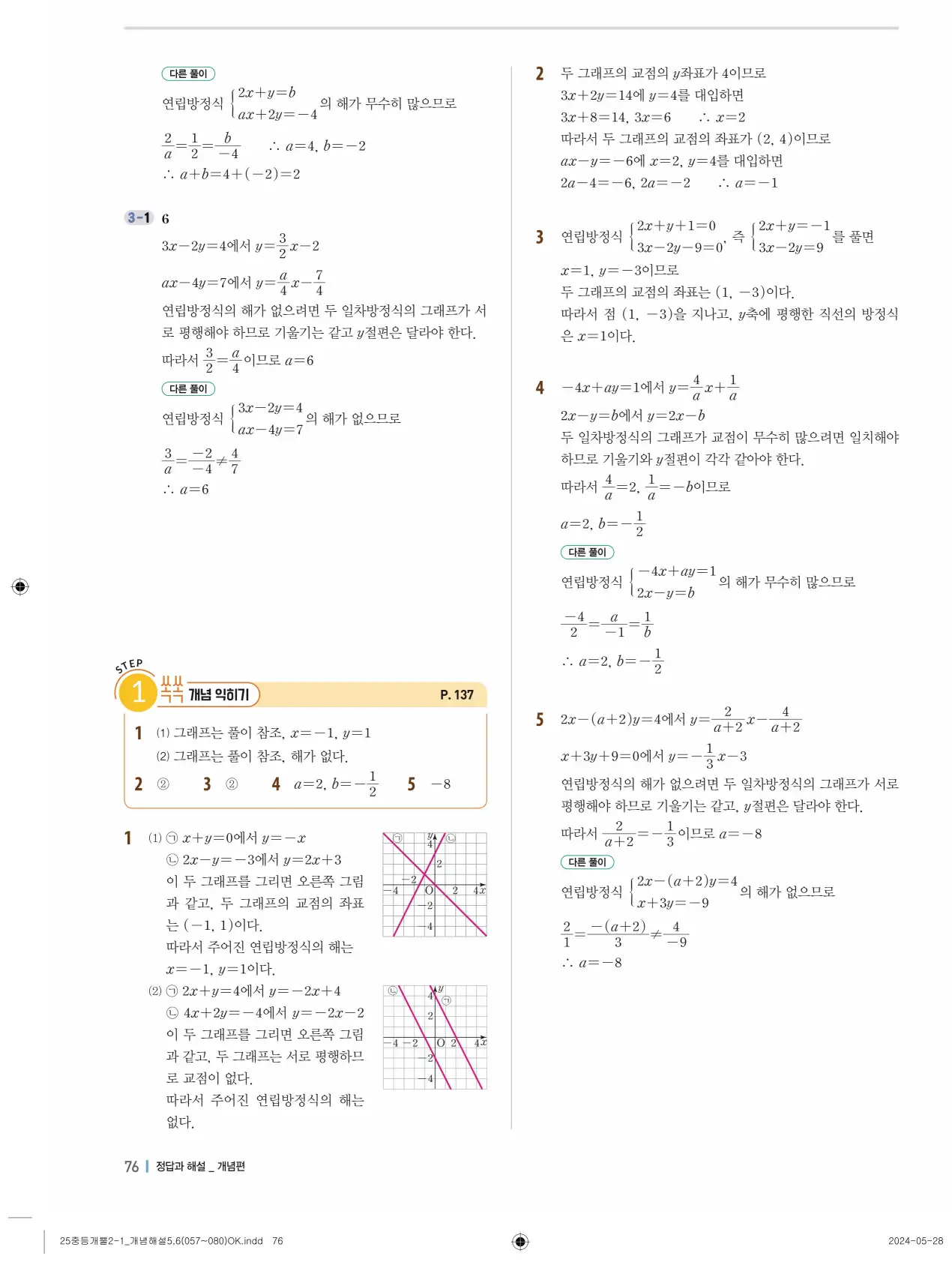개념플러스유형 개념편 라이트 2-1 답지 76