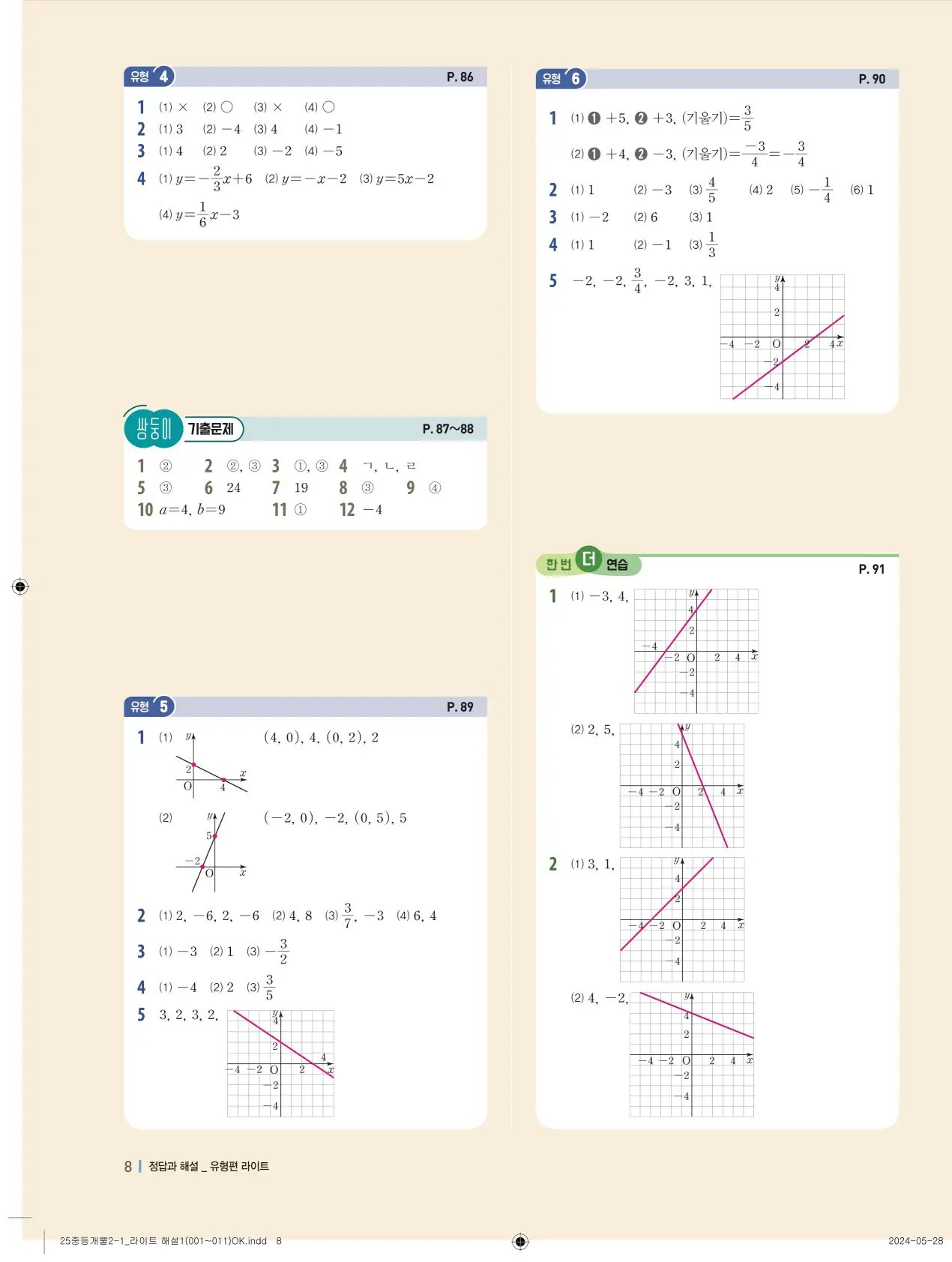 개념플러스유형 개념편 라이트 2-1 답지 88