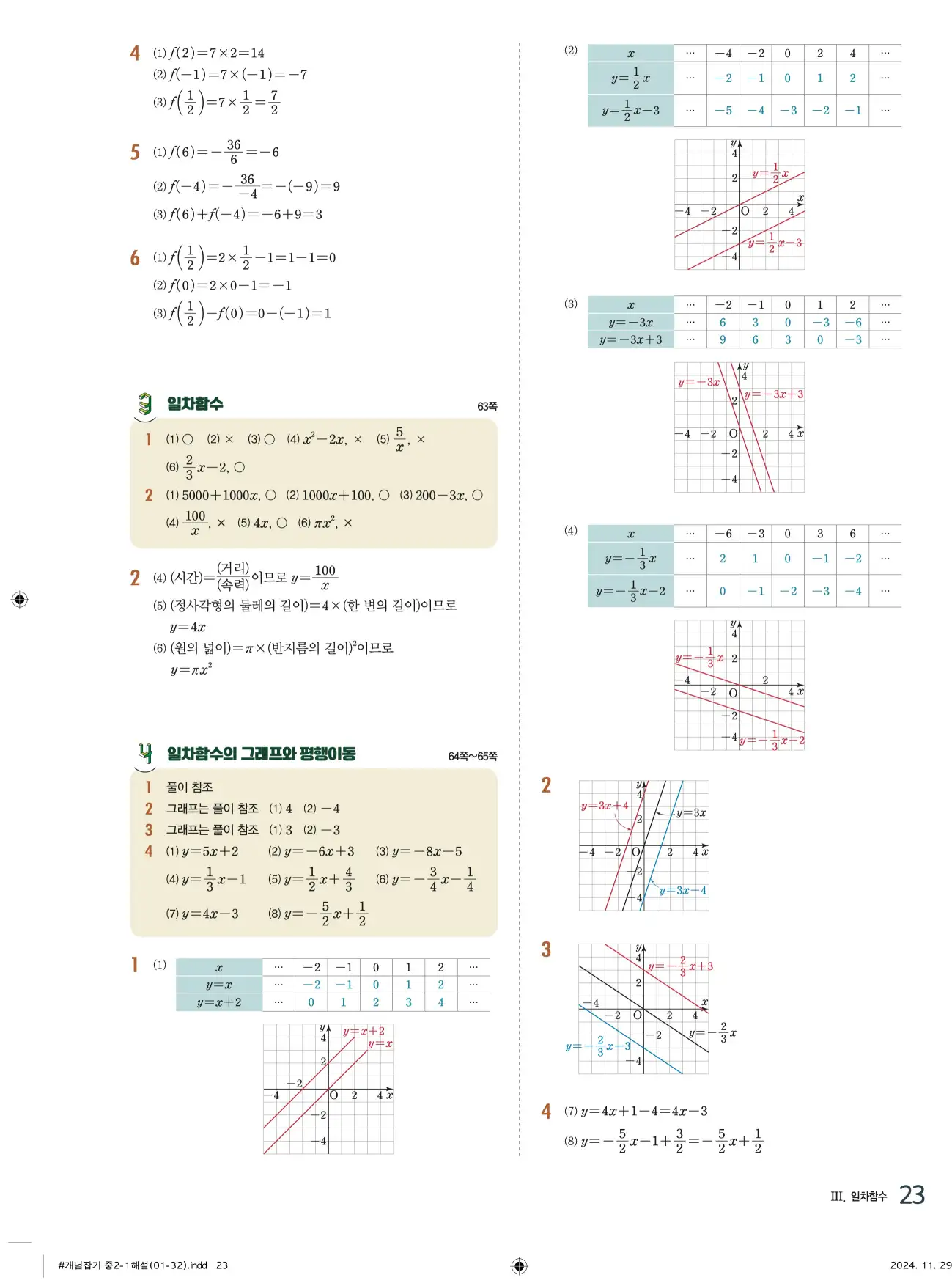 교과서 개념잡기 중2-1 답지 23페이지