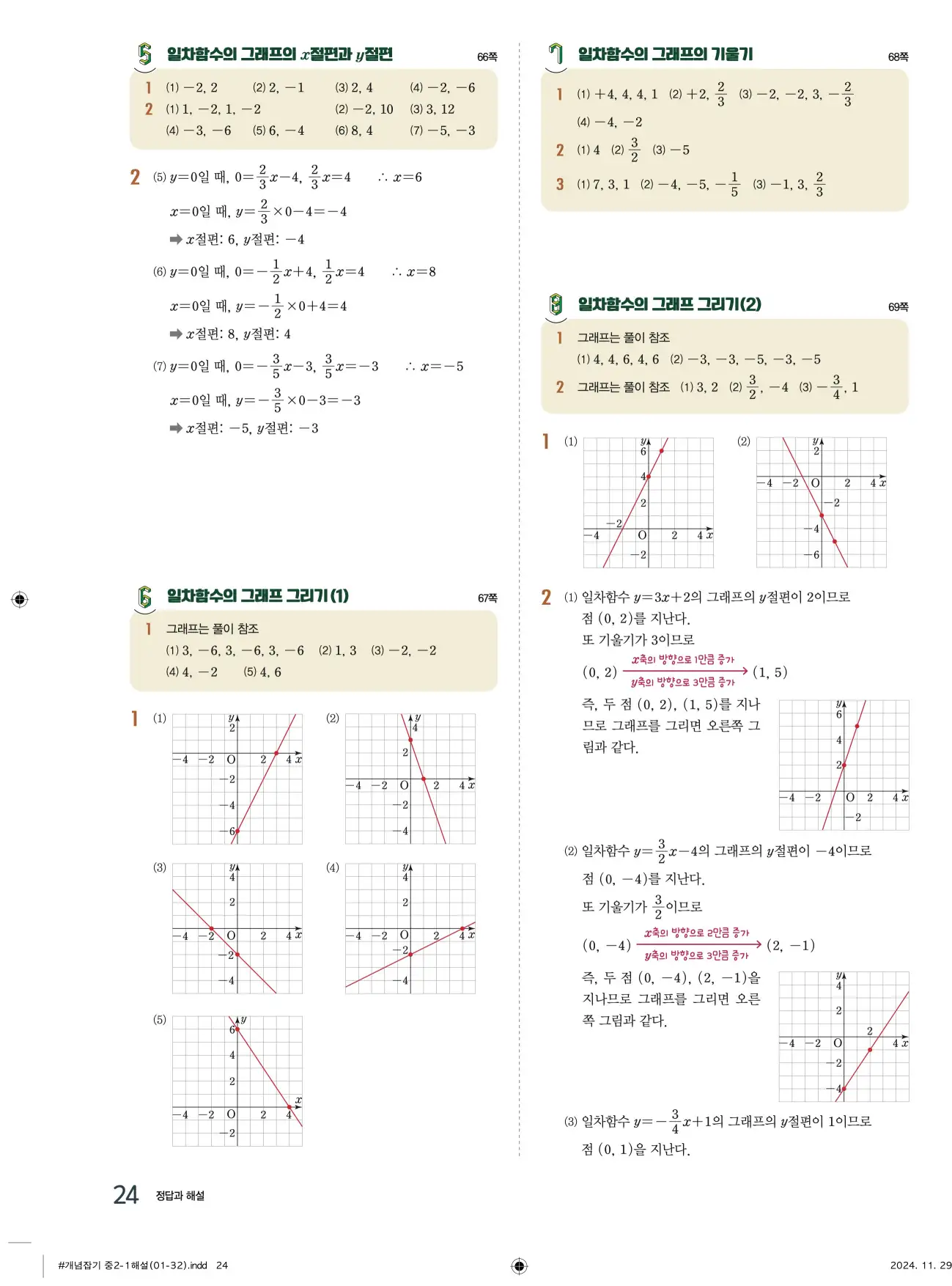 교과서 개념잡기 중2-1 답지 24페이지