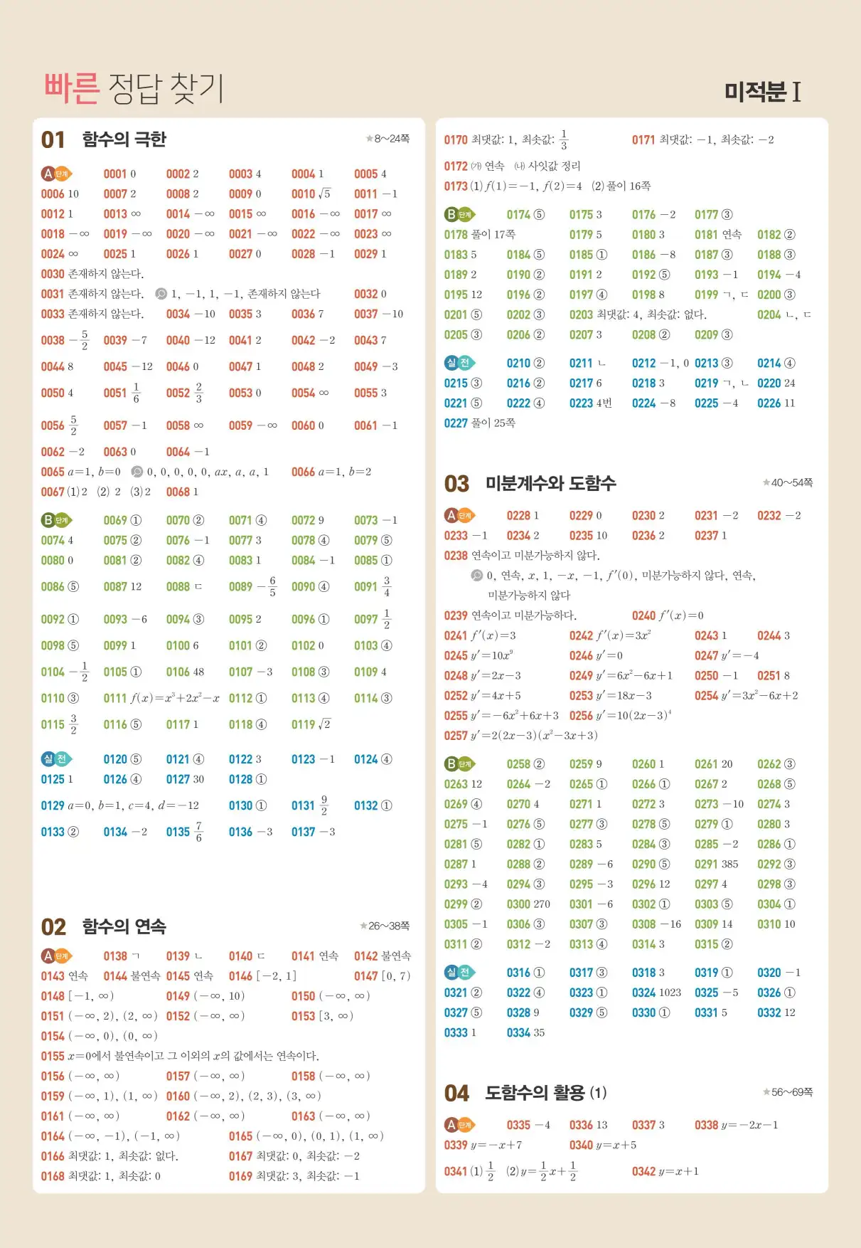 라이트쎈미적분1답지 빠른정답 6