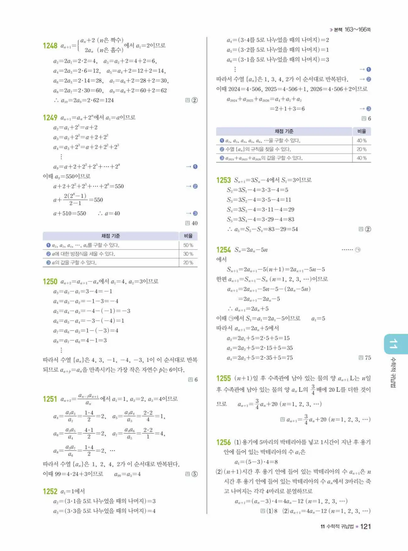 라이트쎈 대수 답지 121페이지