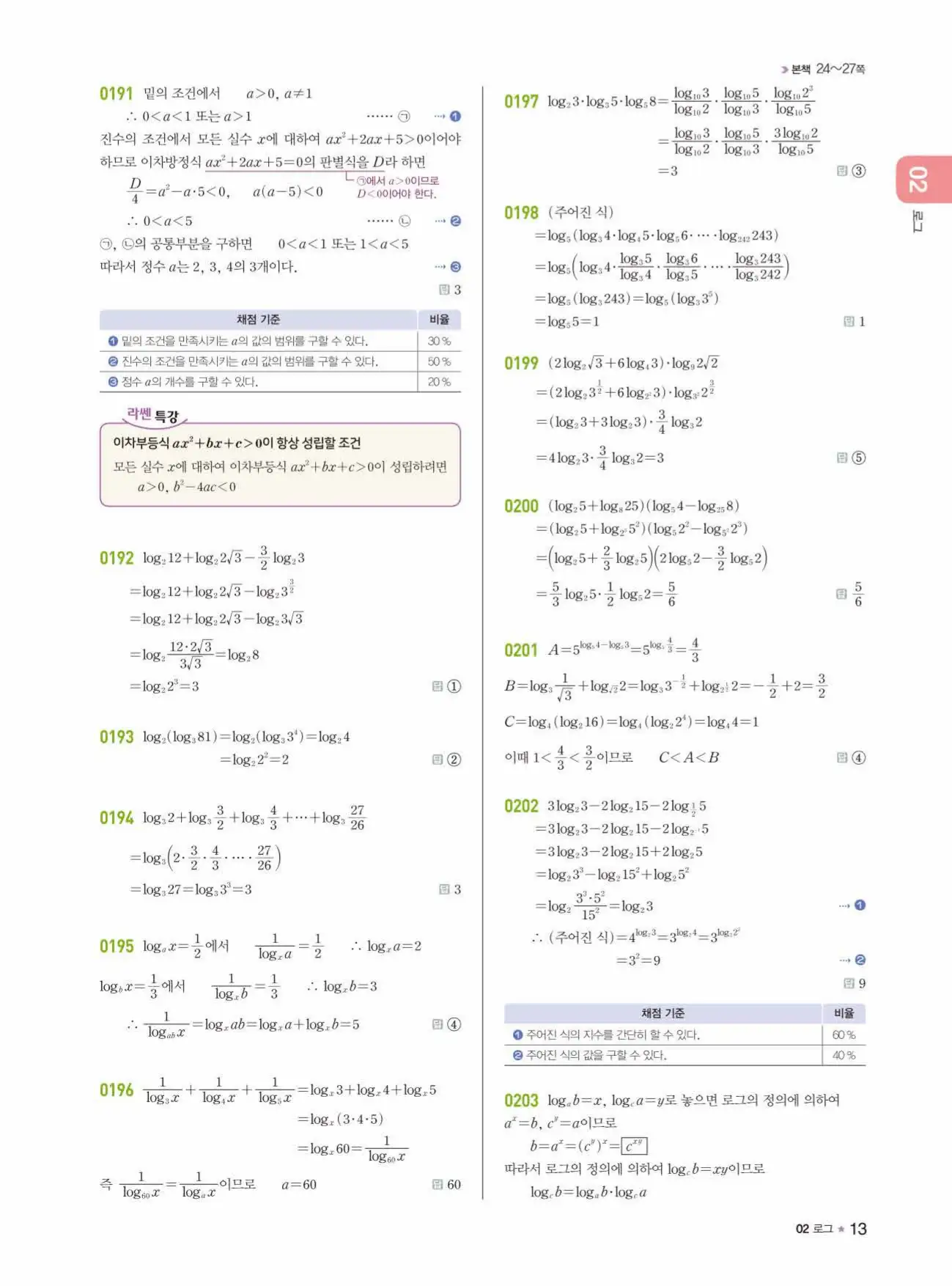 라이트쎈 대수 답지 13페이지