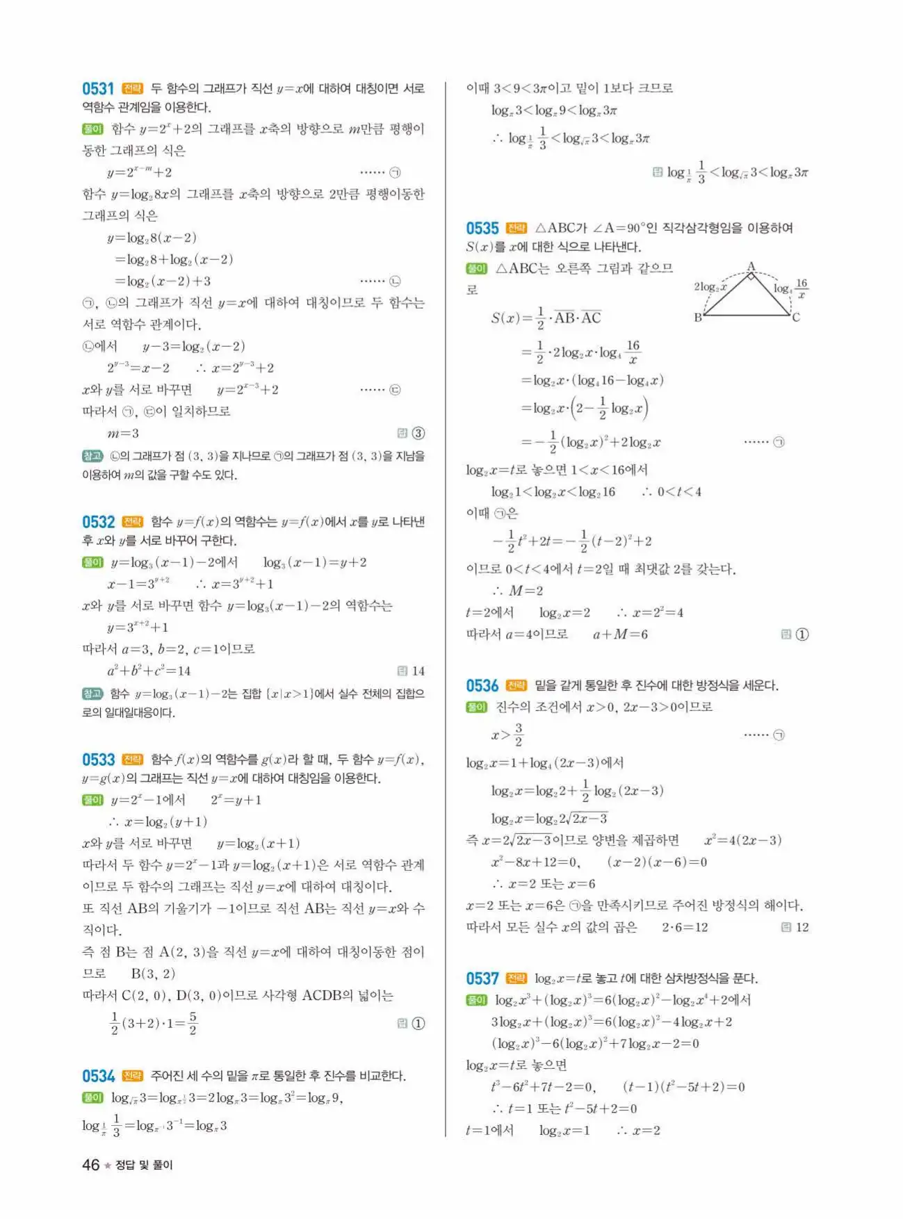 라이트쎈 대수 답지 46페이지