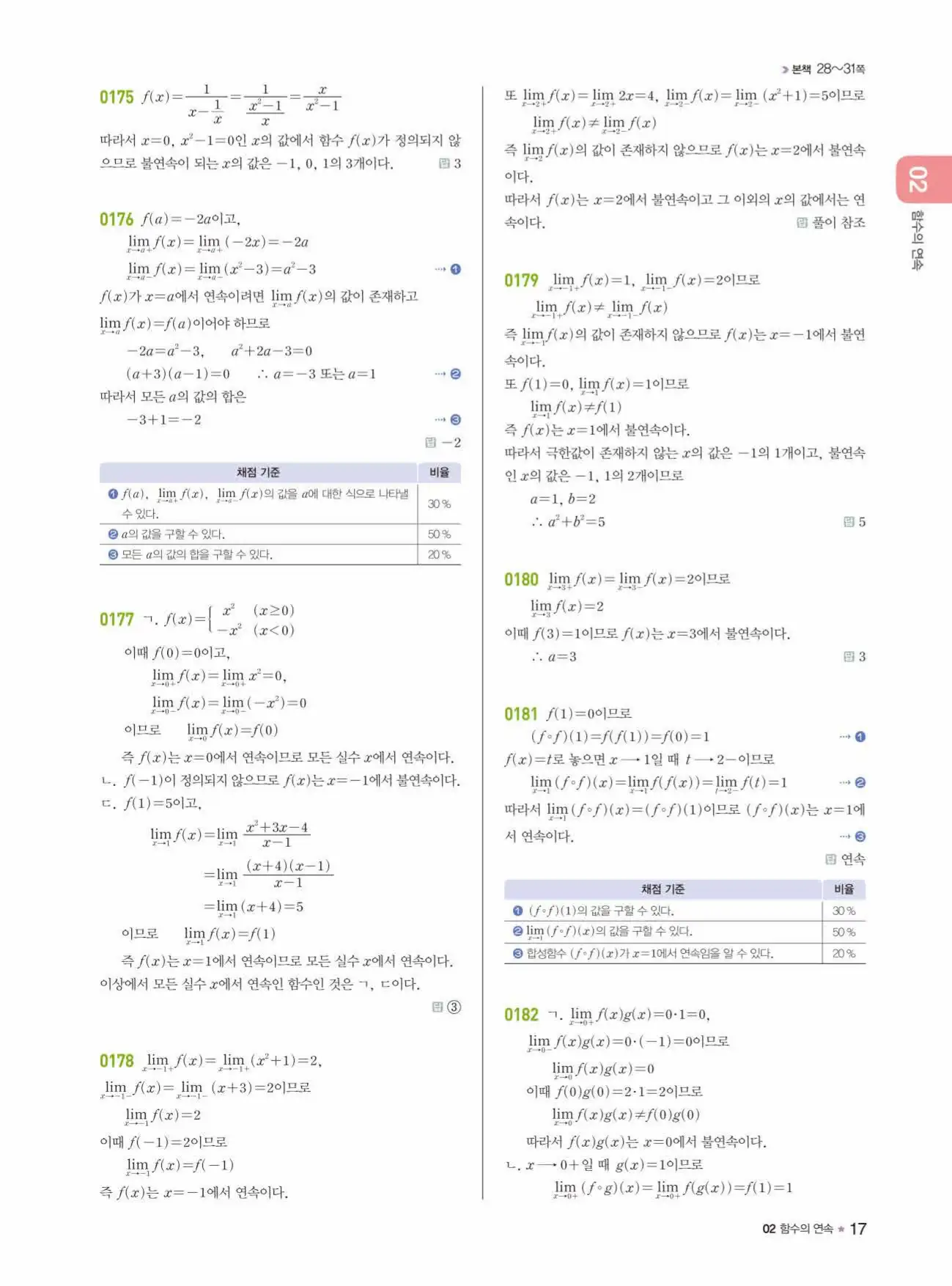라이트쎈미적분1답지 상세해설 17