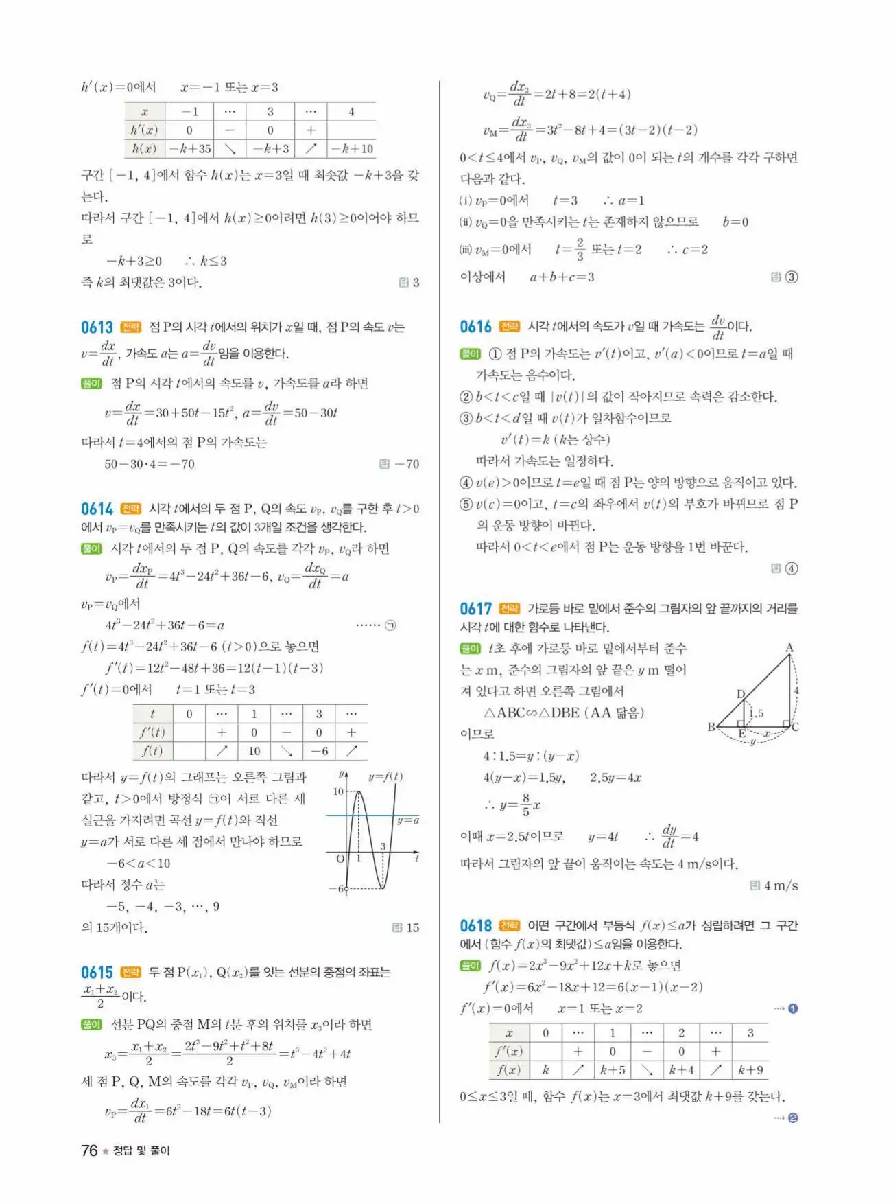 라이트쎈미적분1답지 76페이지