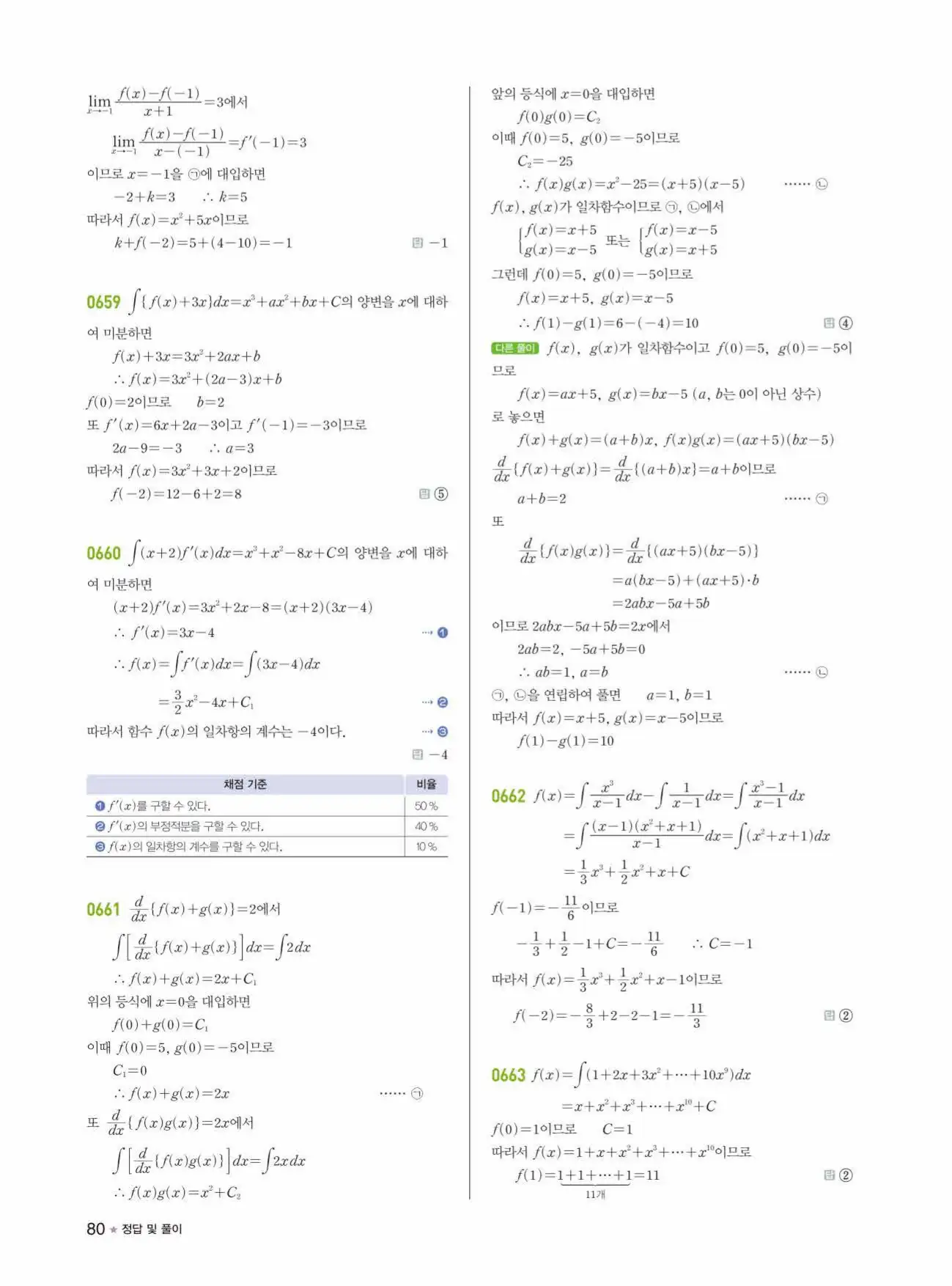 라이트쎈미적분1답지 80페이지