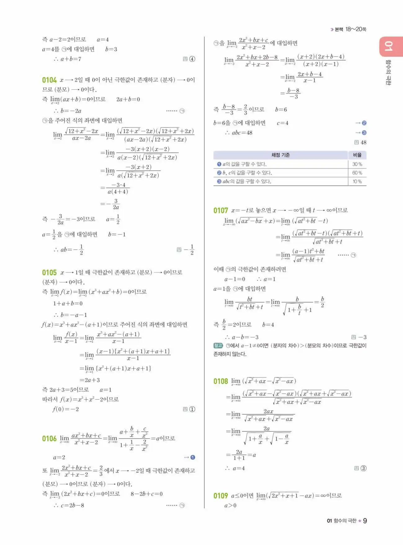 라이트쎈미적분1답지 상세해설 9