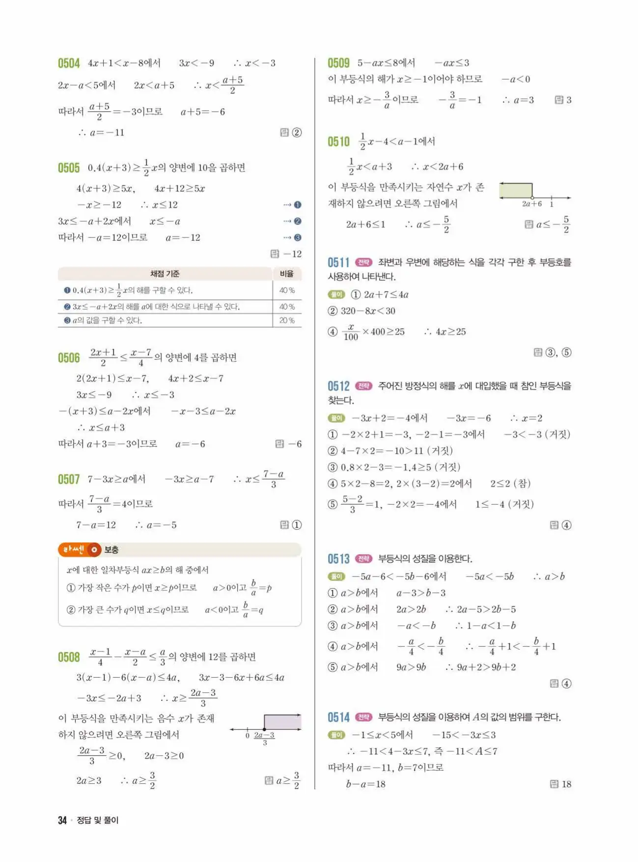 라이트쎈중2-1답지 34