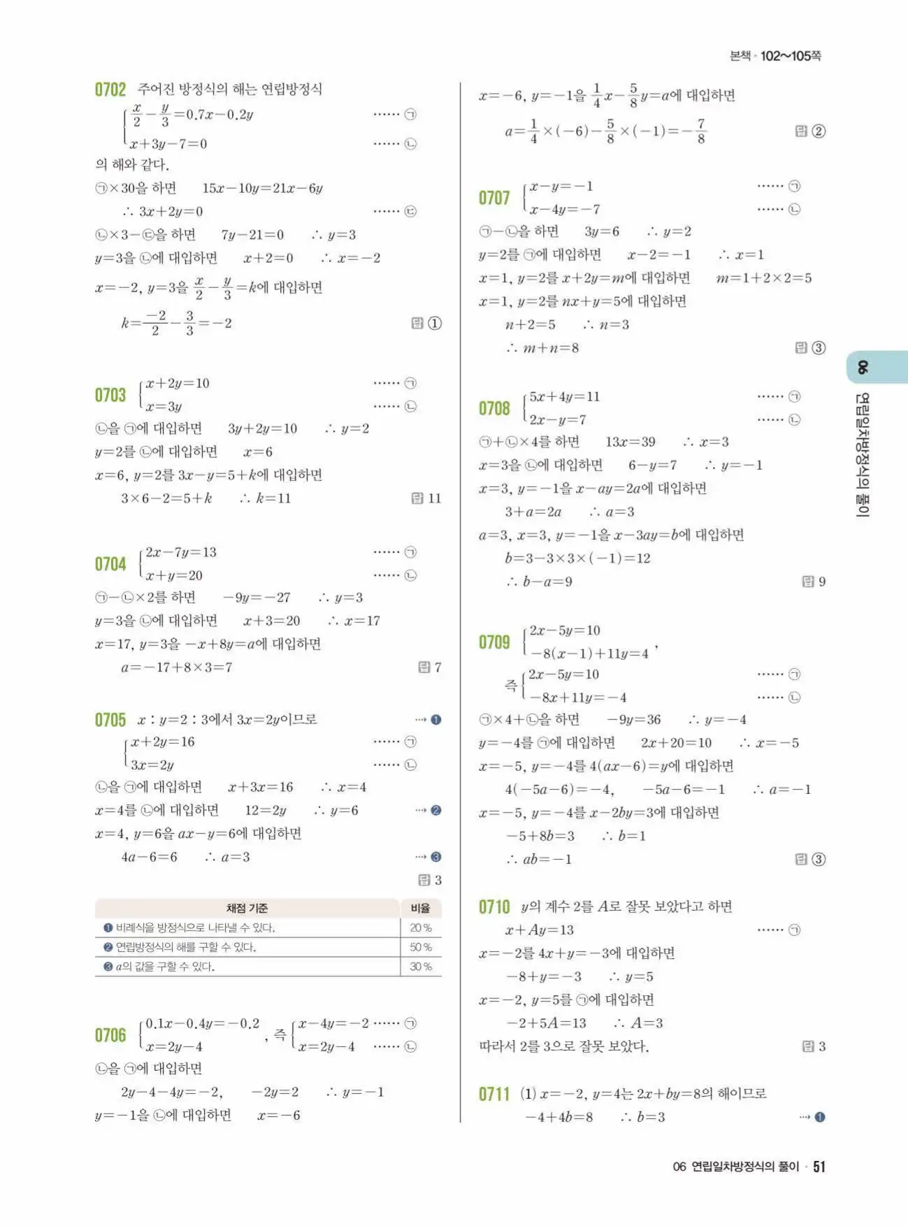 라이트쎈중2-1답지 51