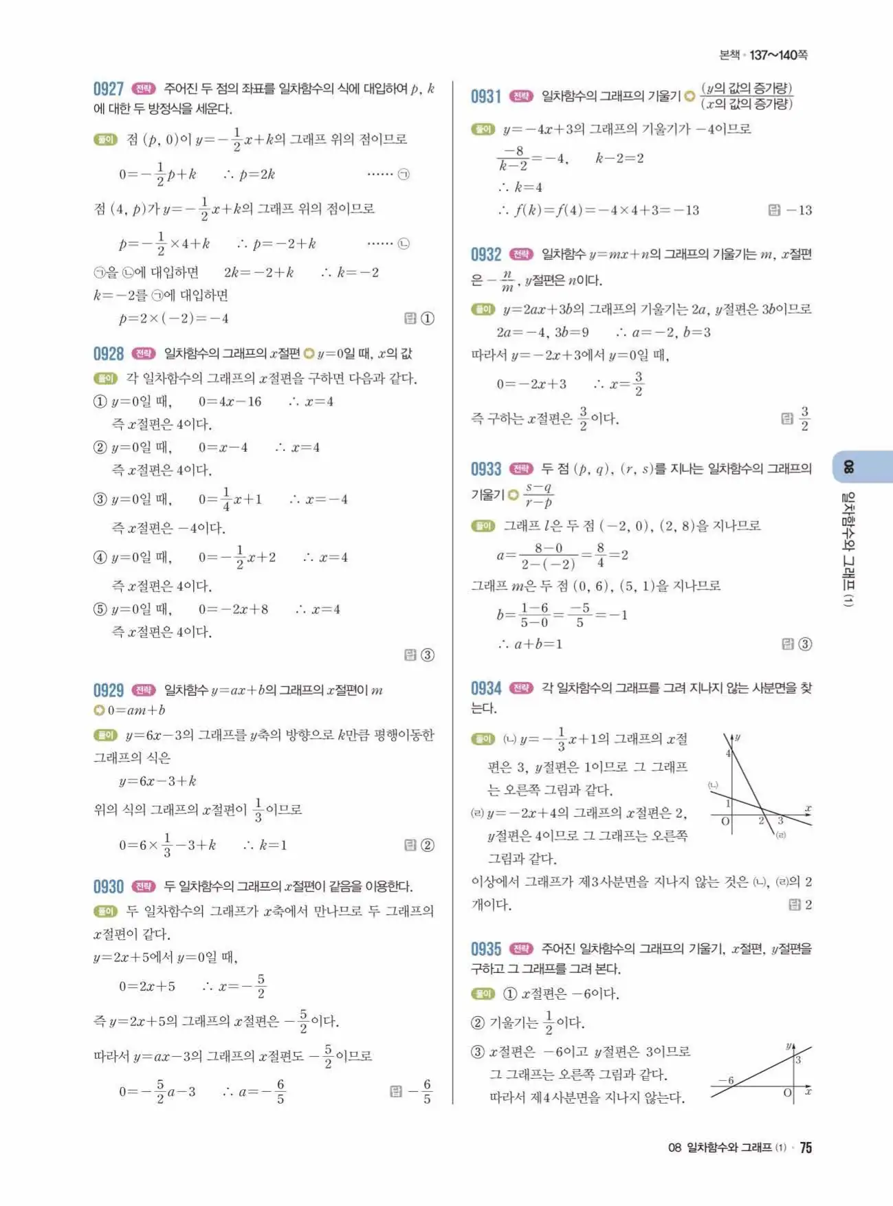 라이트쎈 중2-1 답지 75