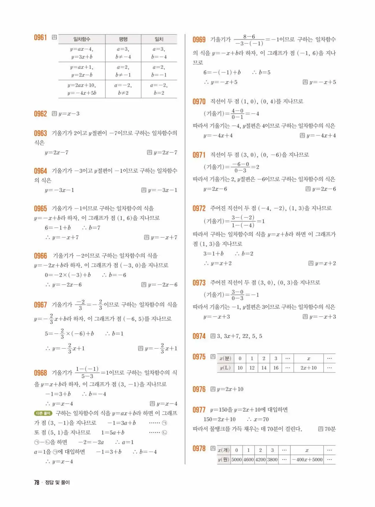 라이트쎈 중2-1 답지 78