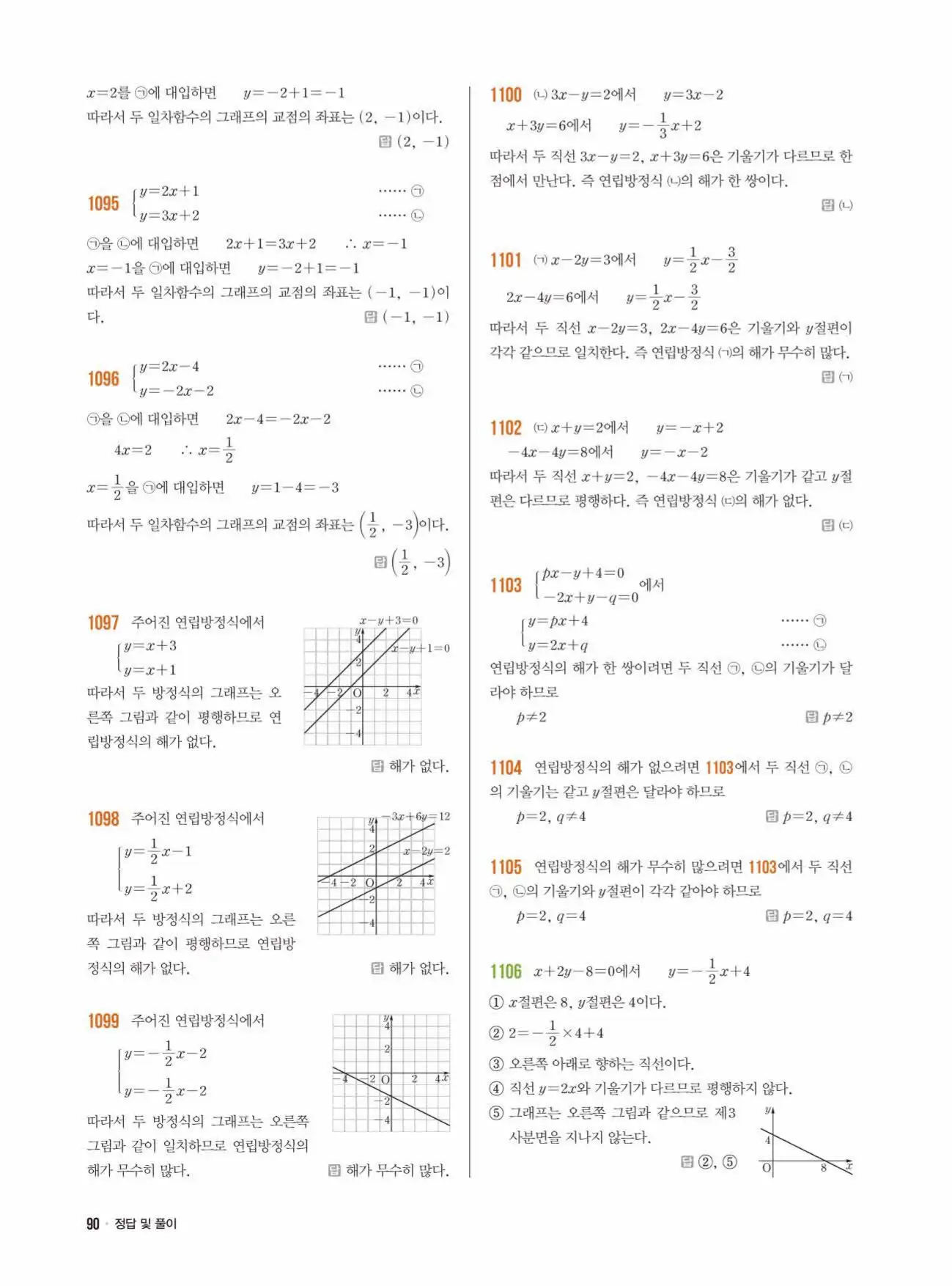 라이트쎈 중2-1 답지 90