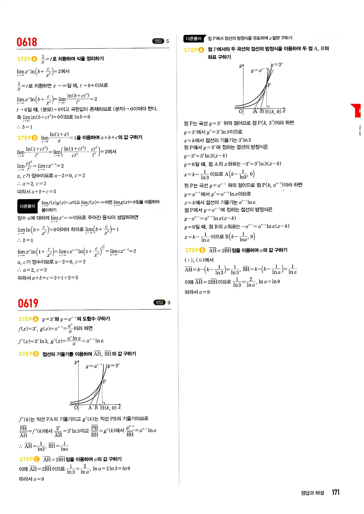 마플시너지 미적분 답지 171페이지