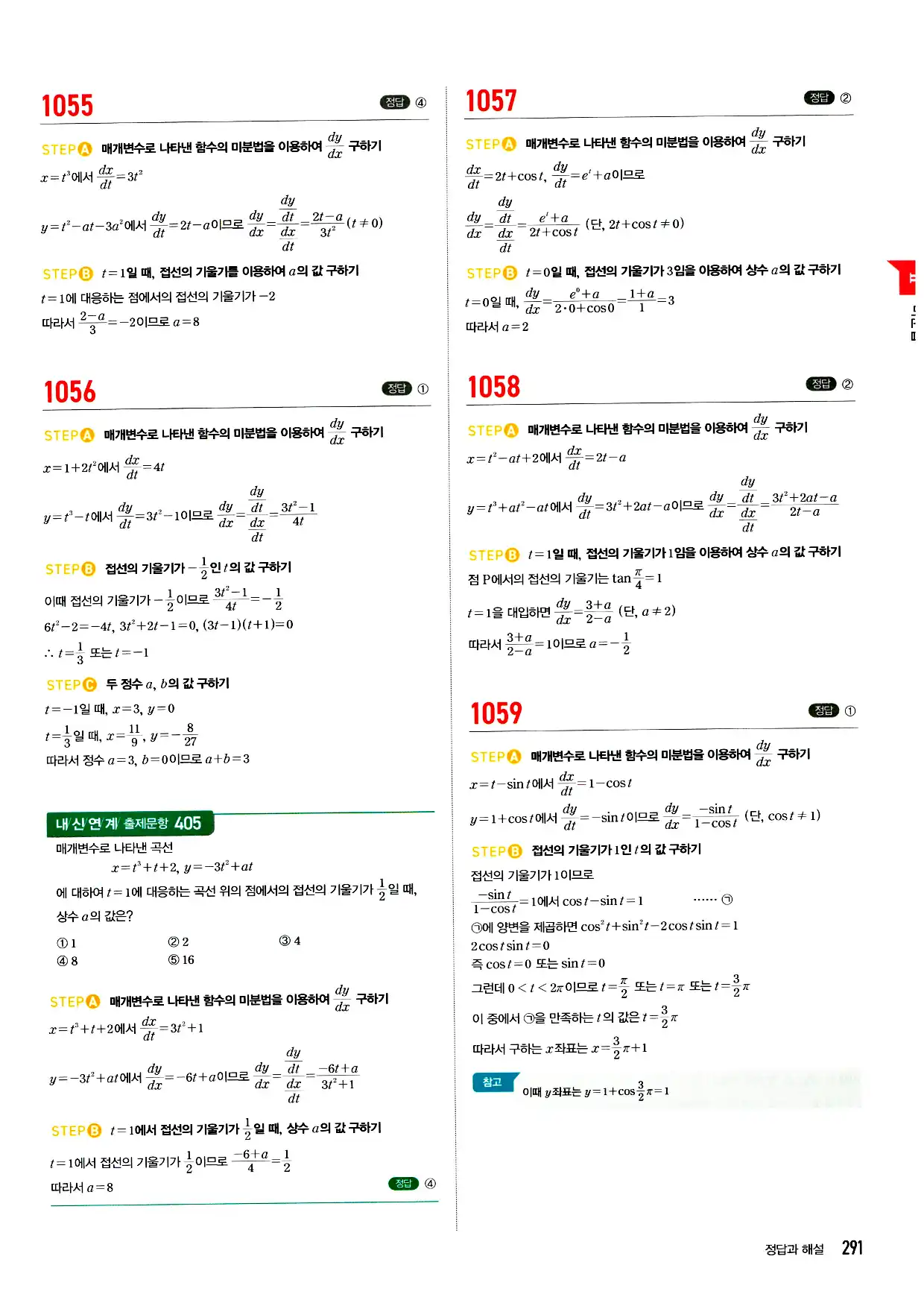 마플시너지 미적분 답지 291페이지