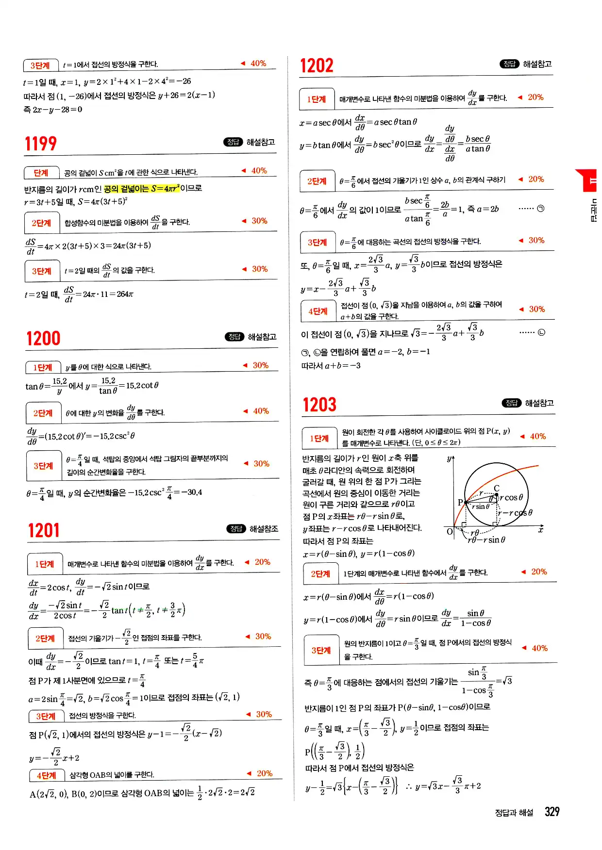 마플시너지 미적분 답지 329페이지