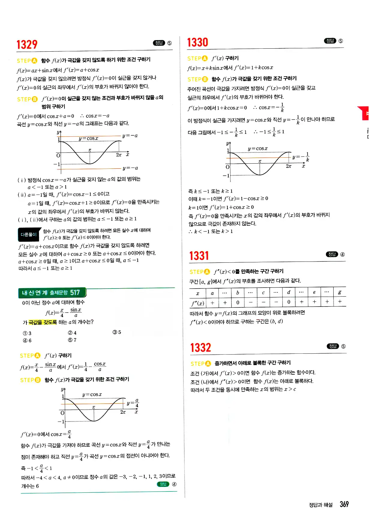 마플시너지 미적분 답지 369페이지