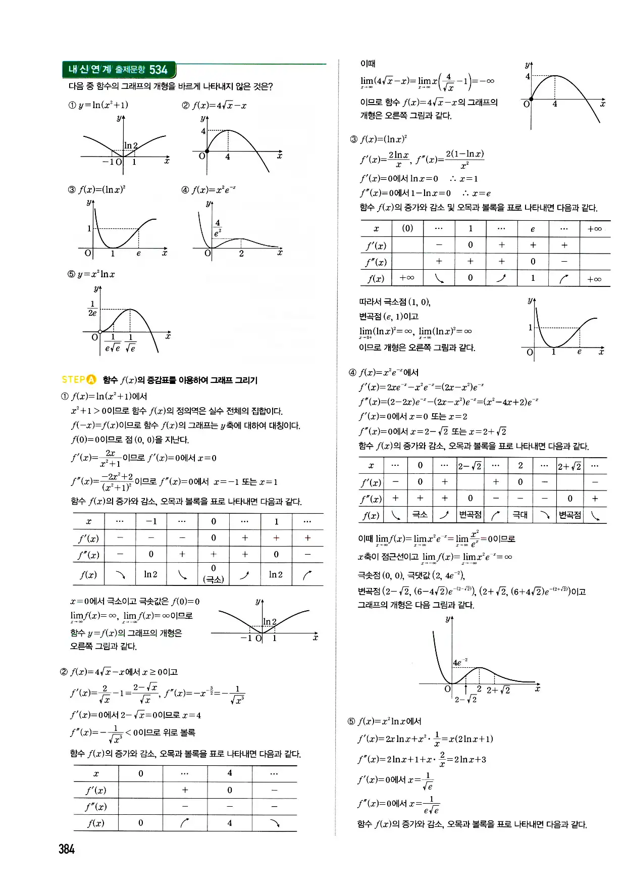 마플시너지 미적분 답지 384페이지