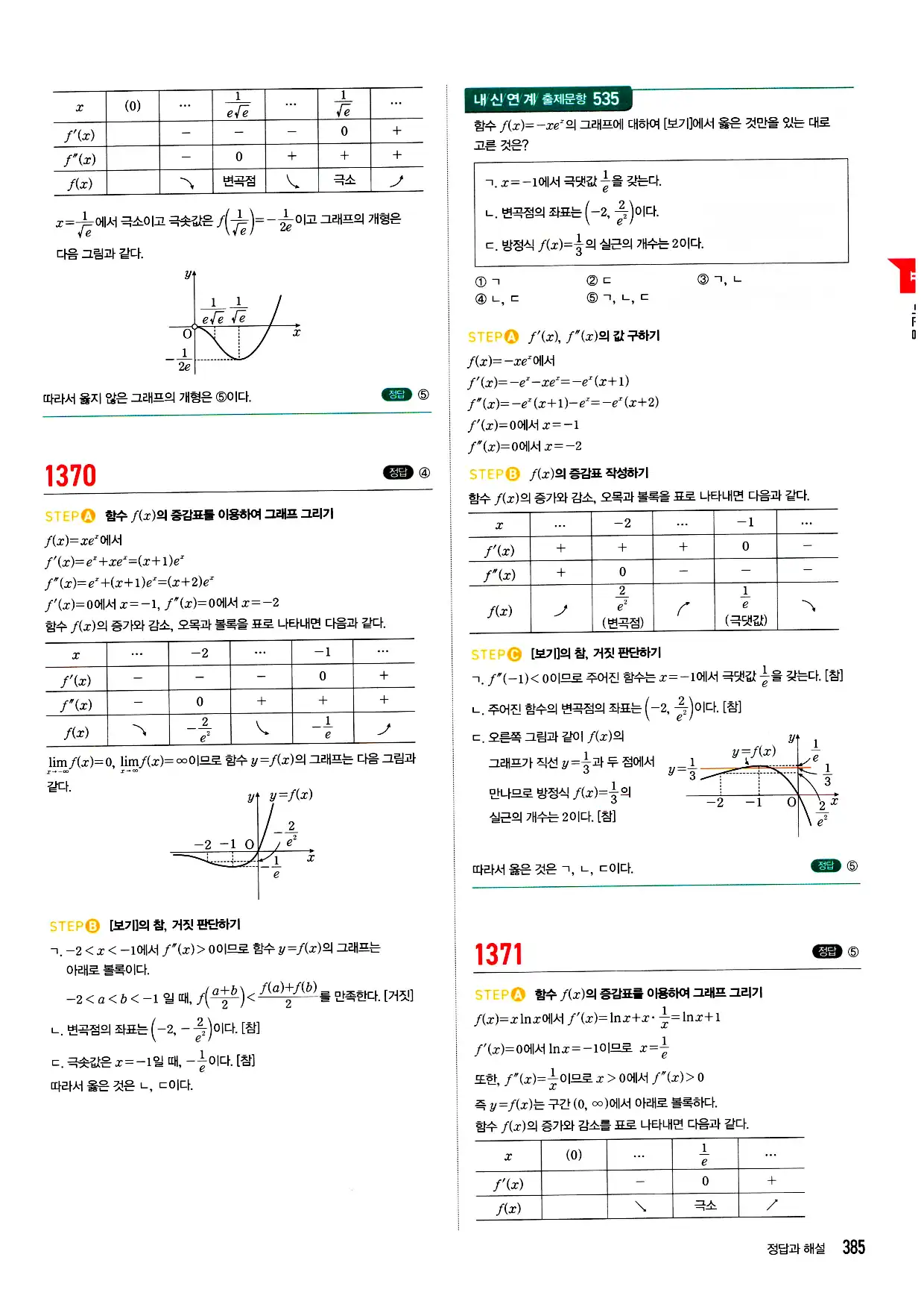 마플시너지 미적분 답지 385페이지