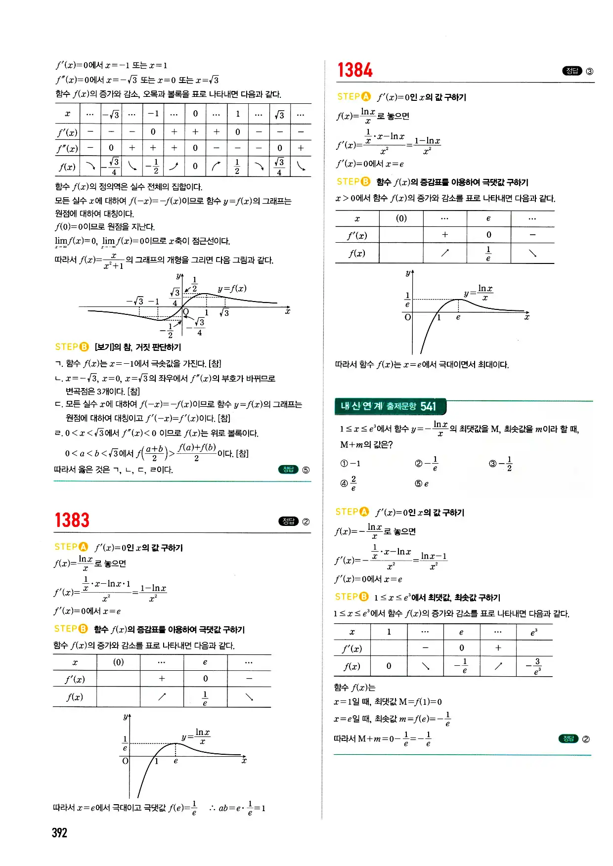마플시너지 미적분 답지 392페이지