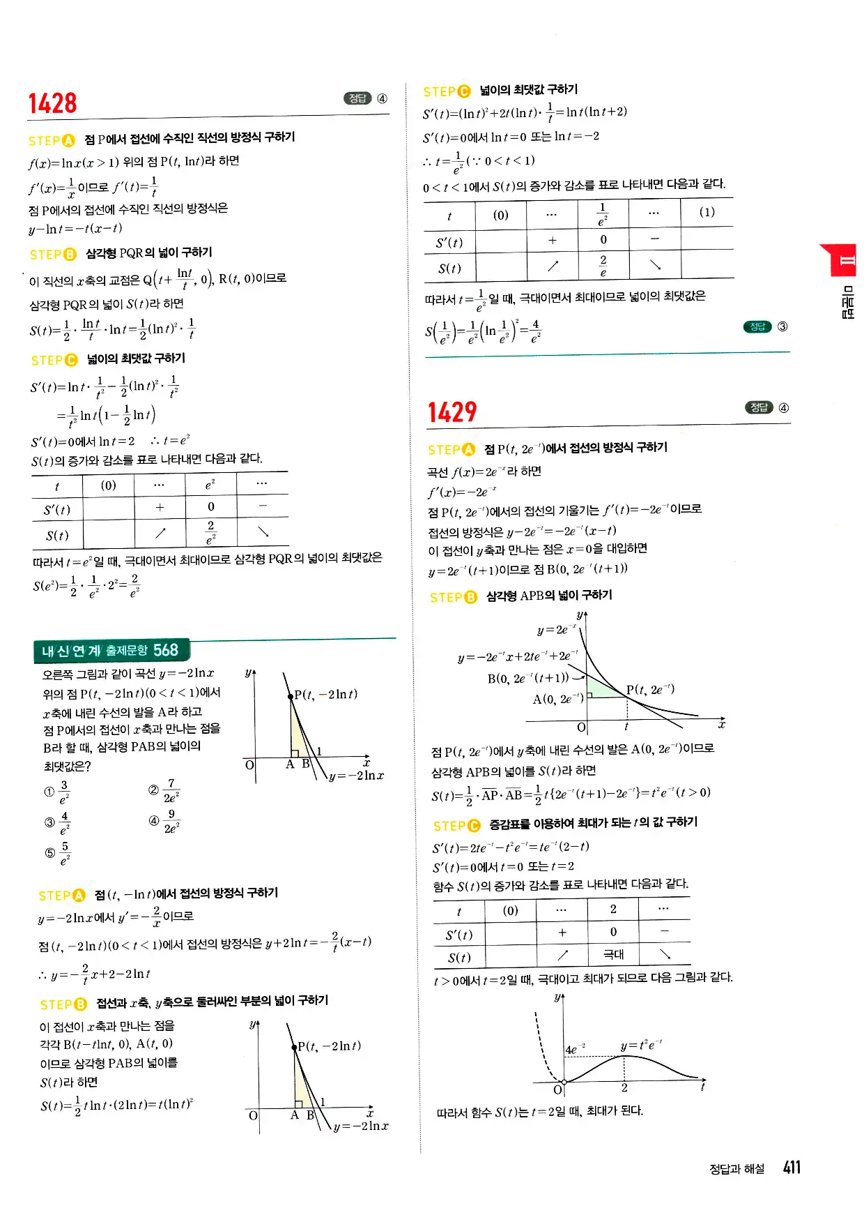 마플시너지 미적분 답지 411페이지