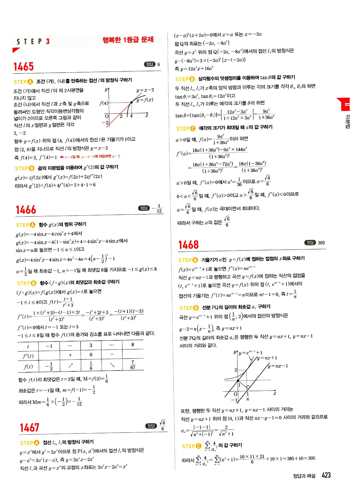 마플시너지 미적분 답지 423페이지