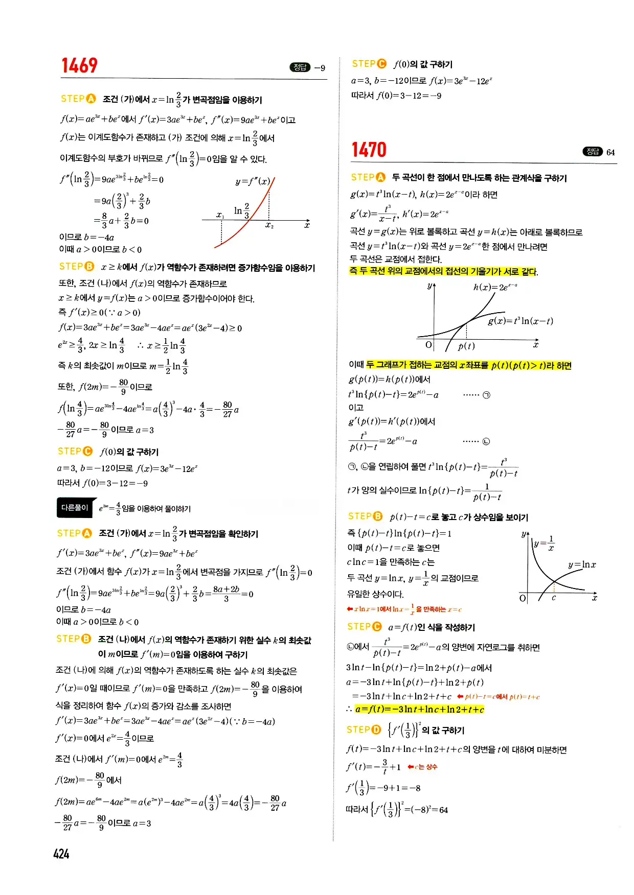 마플시너지 미적분 답지 424페이지