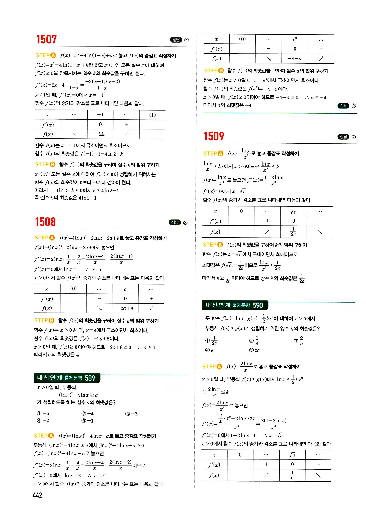 마플시너지 미적분 답지 442페이지