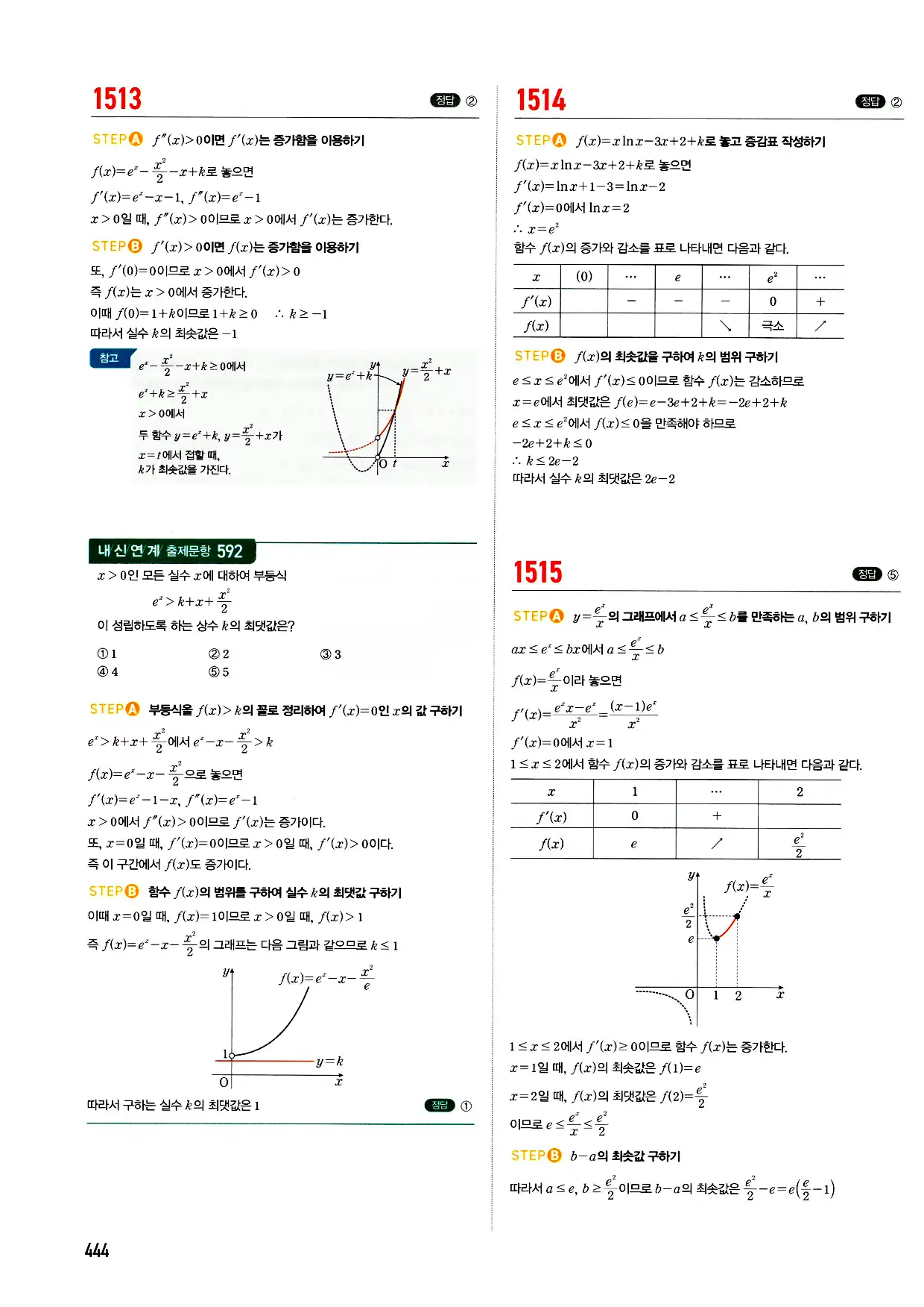 마플시너지 미적분 답지 444페이지