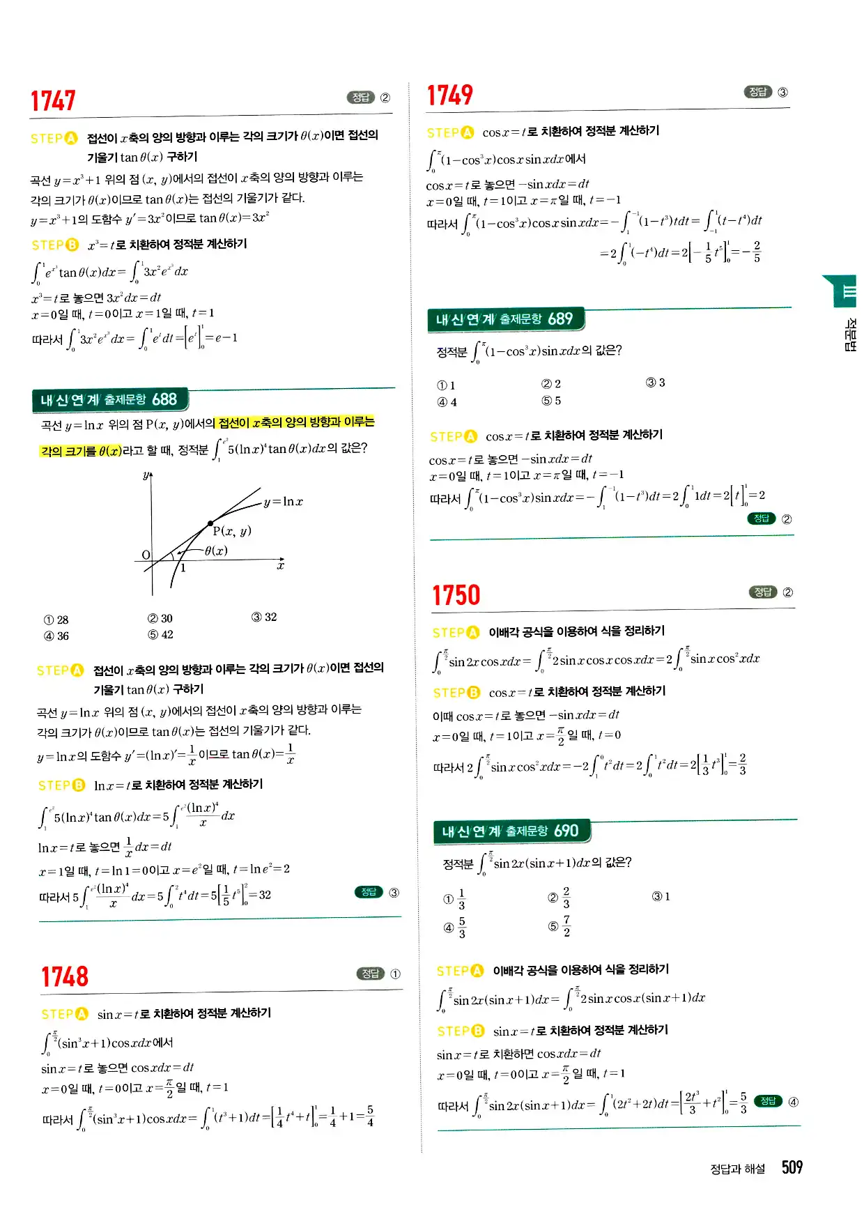 마플시너지 미적분 답지 509페이지