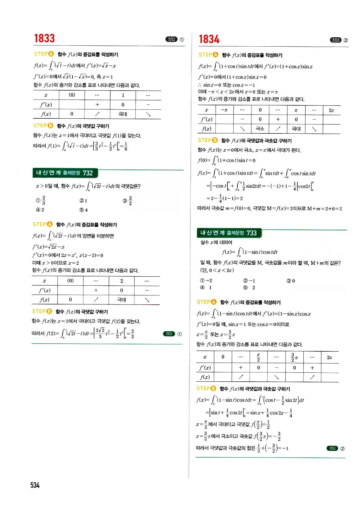 마플시너지 미적분 답지 534페이지