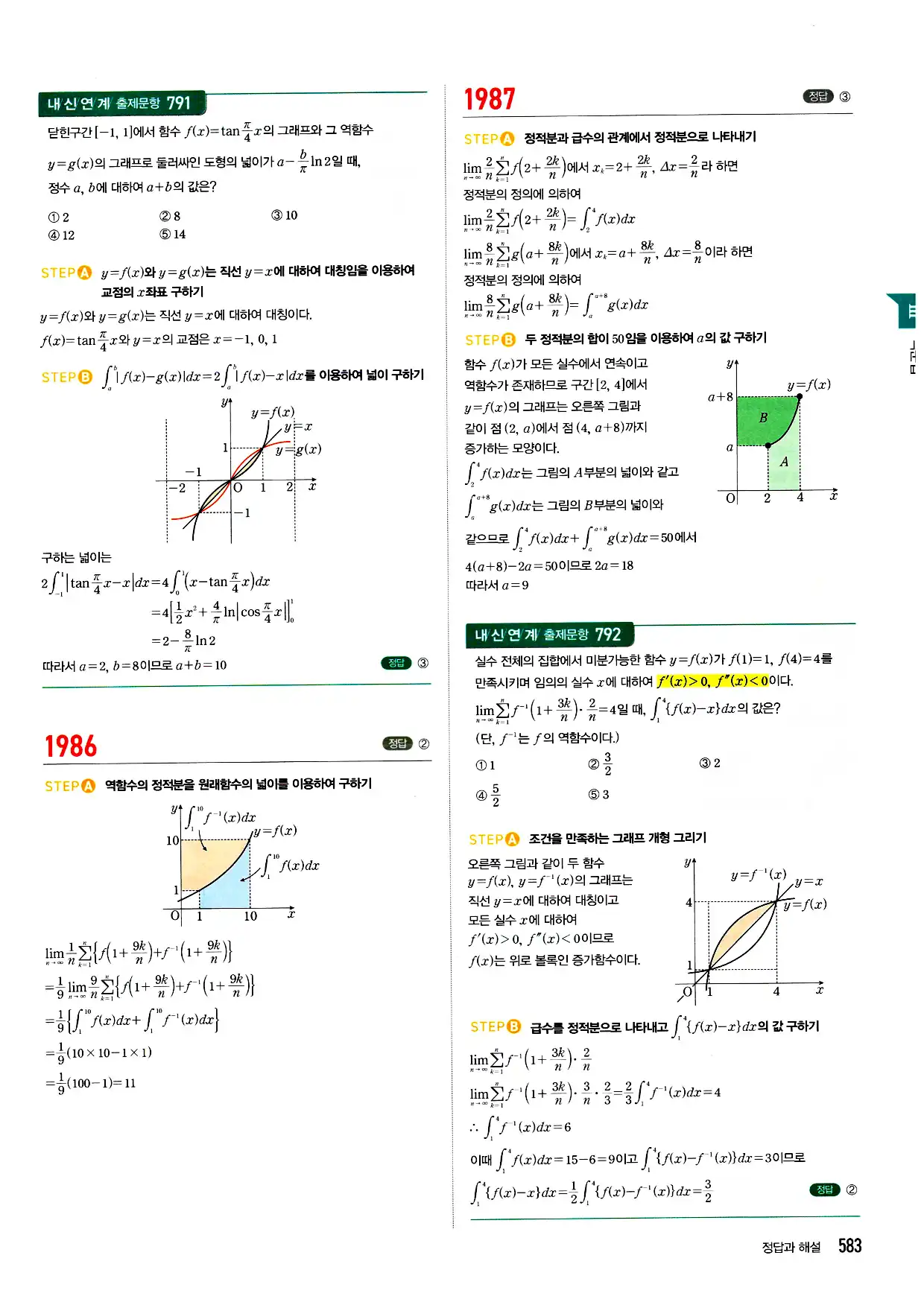 마플시너지 미적분 답지 583페이지
